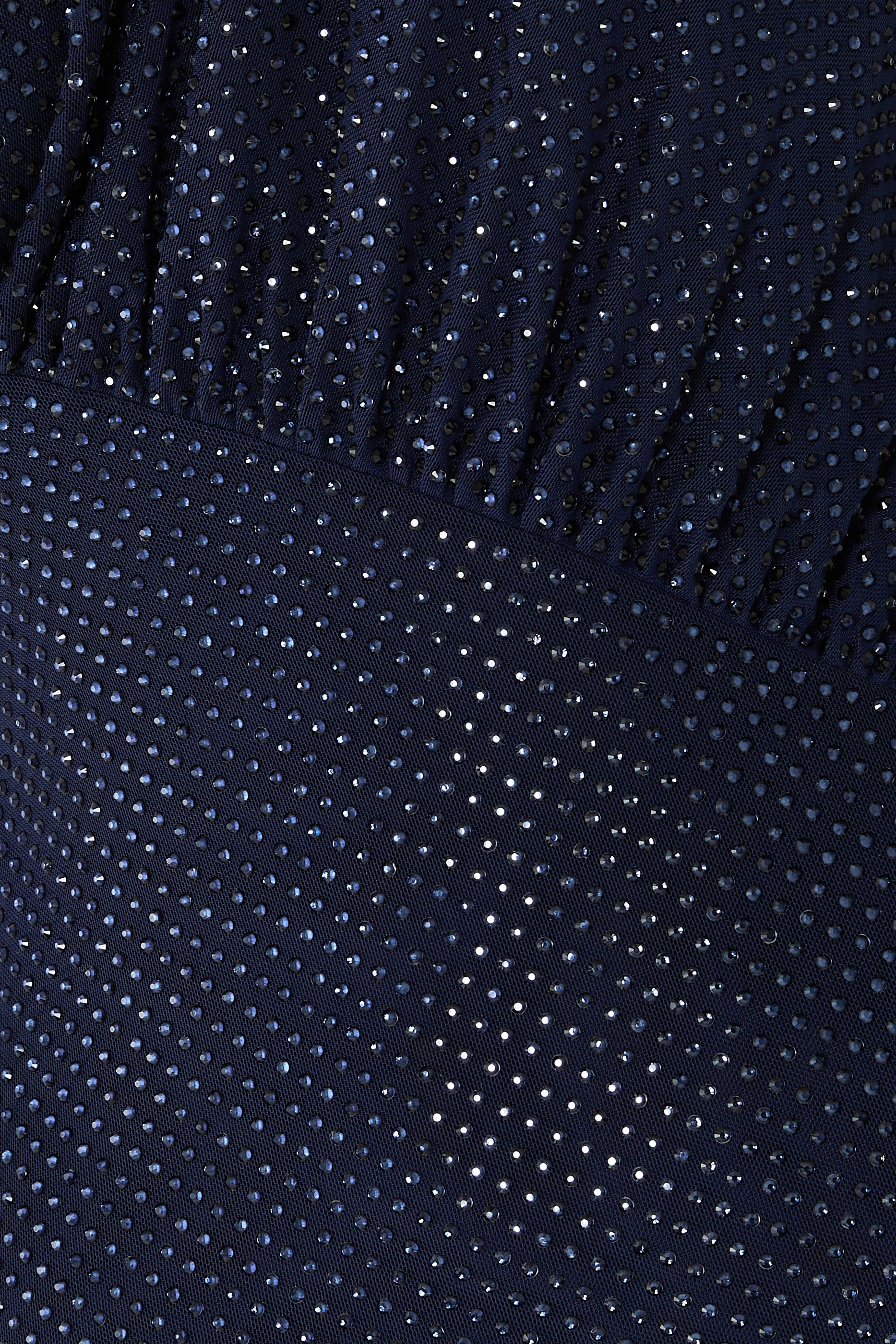 Rhinestone Mesh Cut-Out Maxi Dress