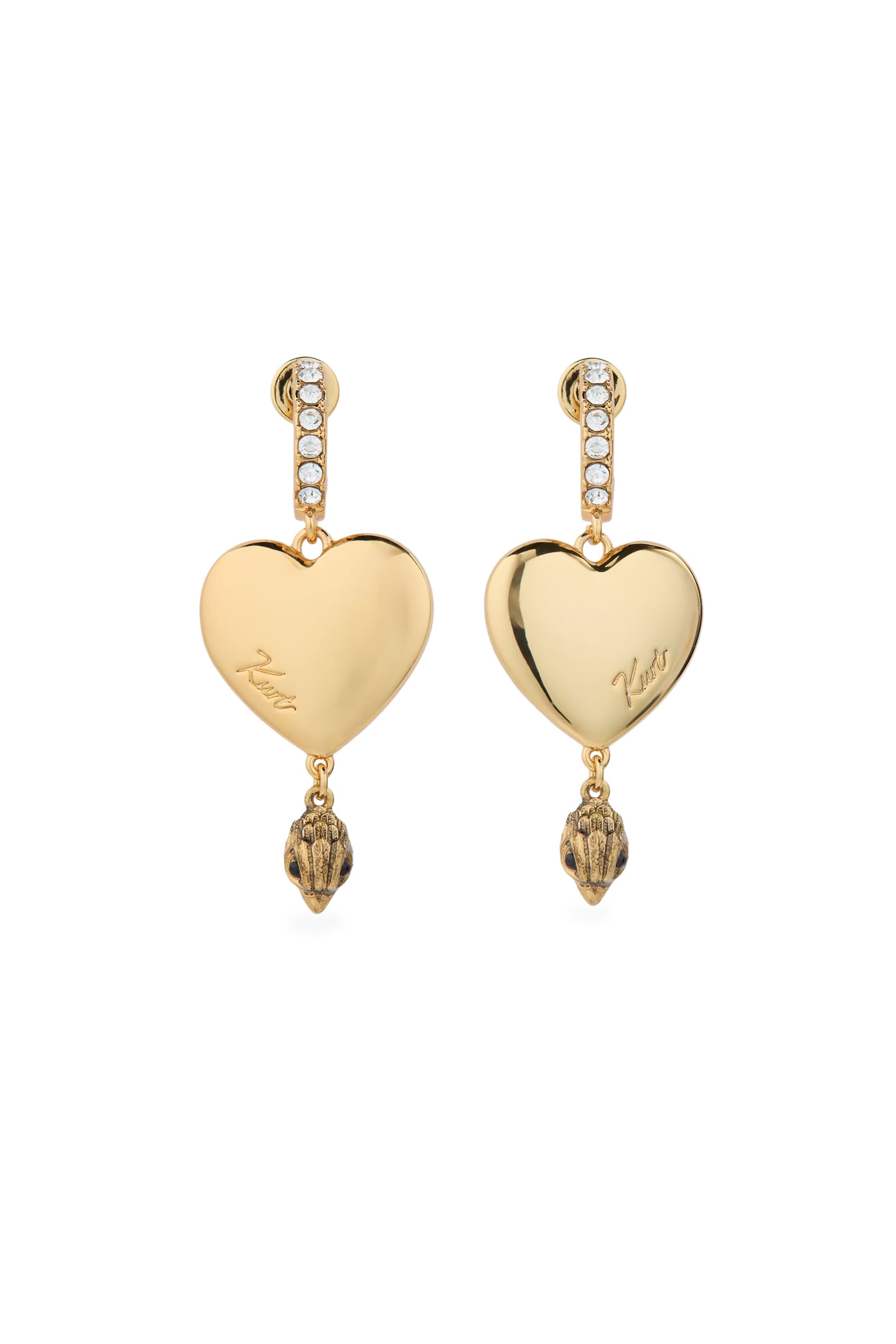 Heart Huggie Large Earrings, Brass