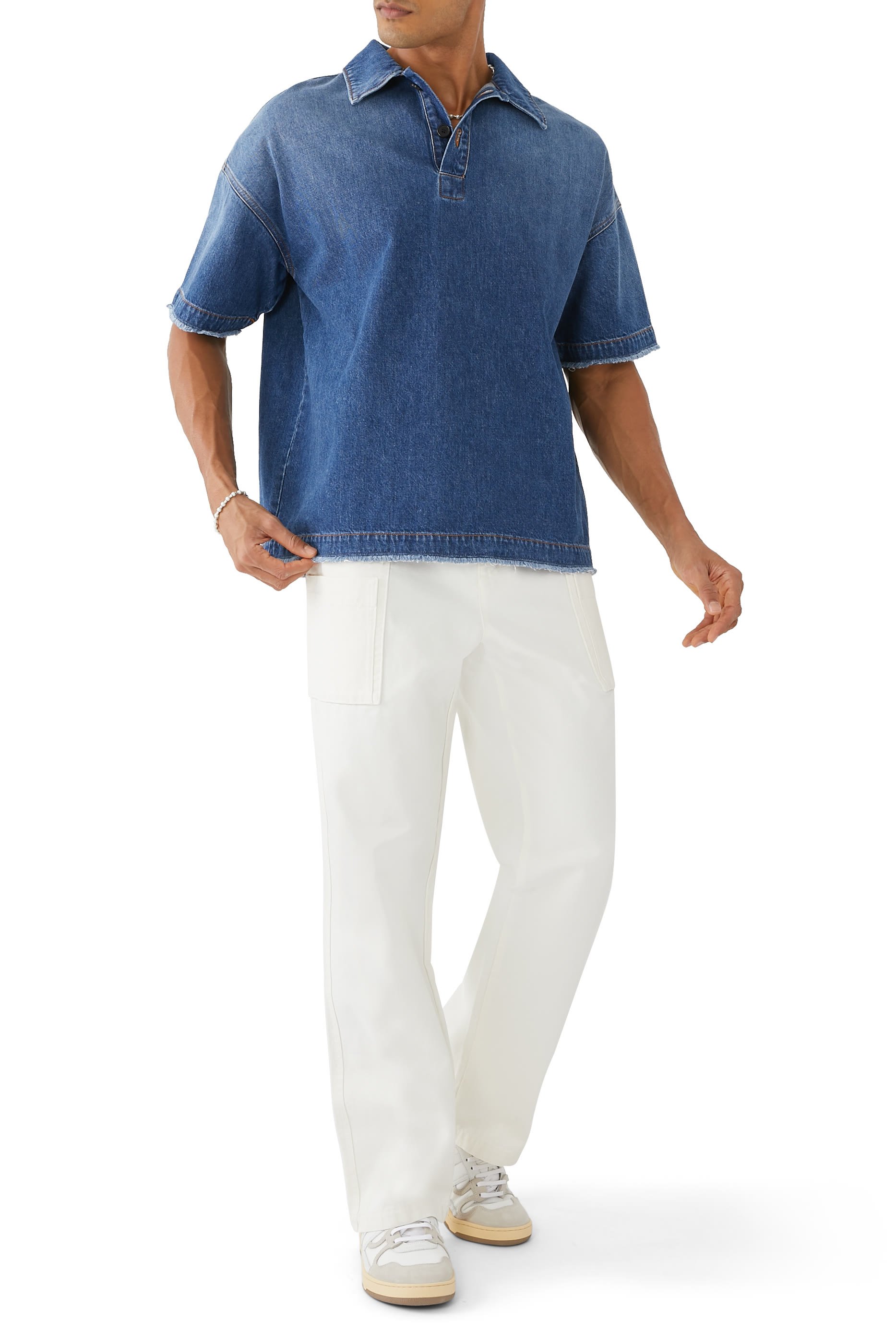 Short Sleeve Denim Polo Shirt