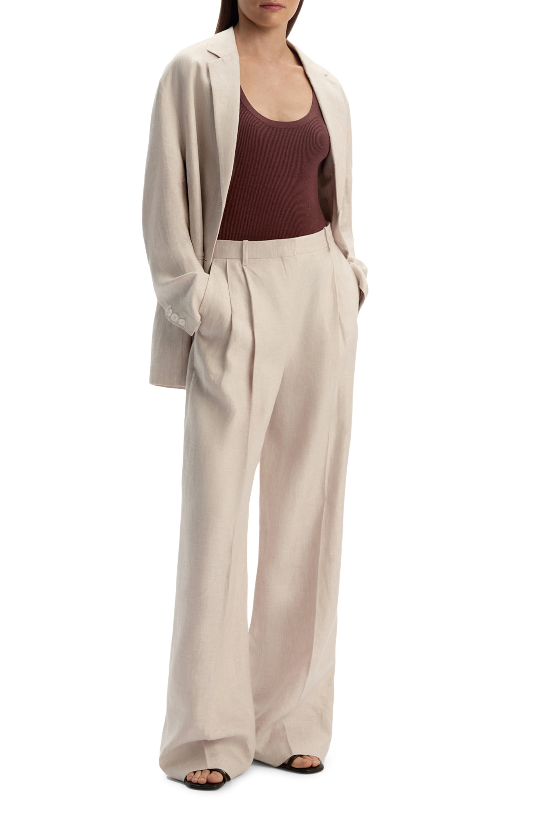 Tailored Long Linen Trousers