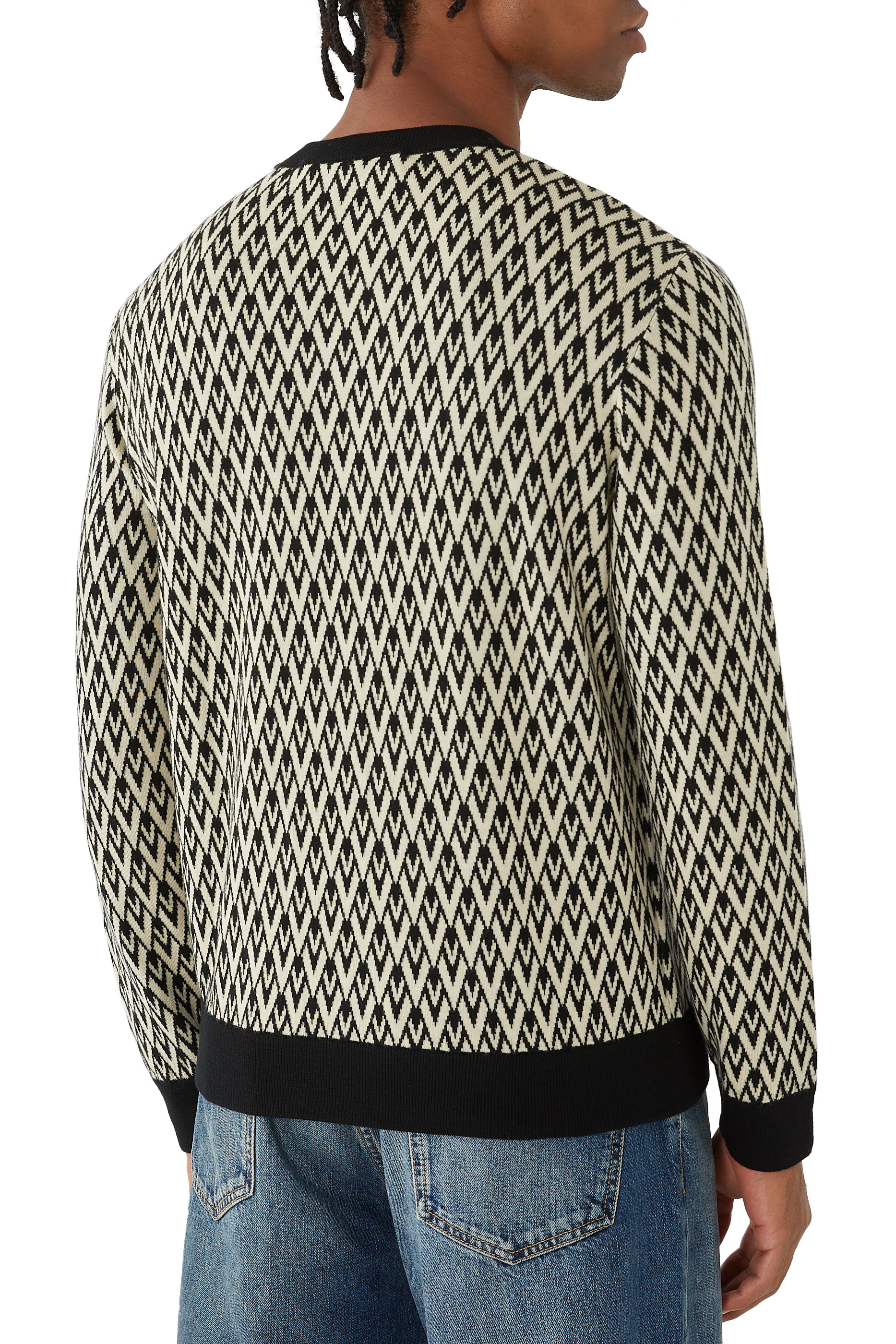 Toute La V Jacquard Pattern Wool Sweater