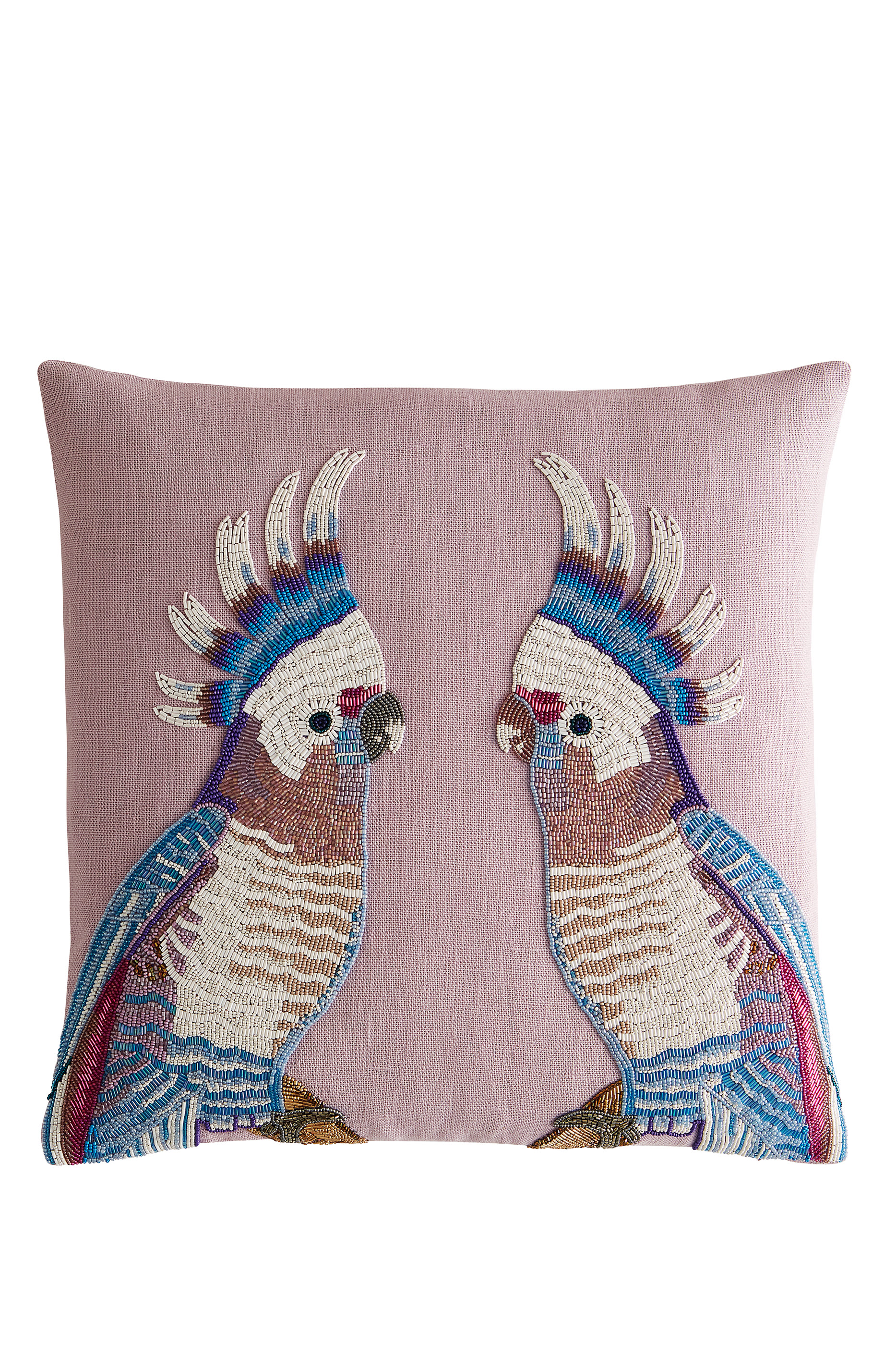 Parrots Beaded Cushion