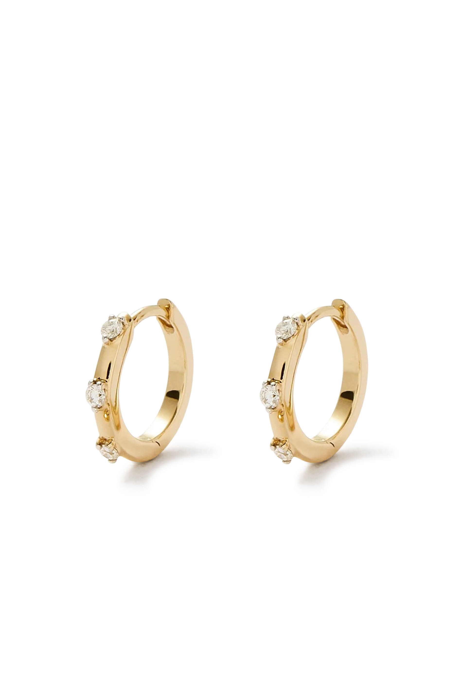 Fine Diamond Studded Huggies, 14k Gold & Diamonds