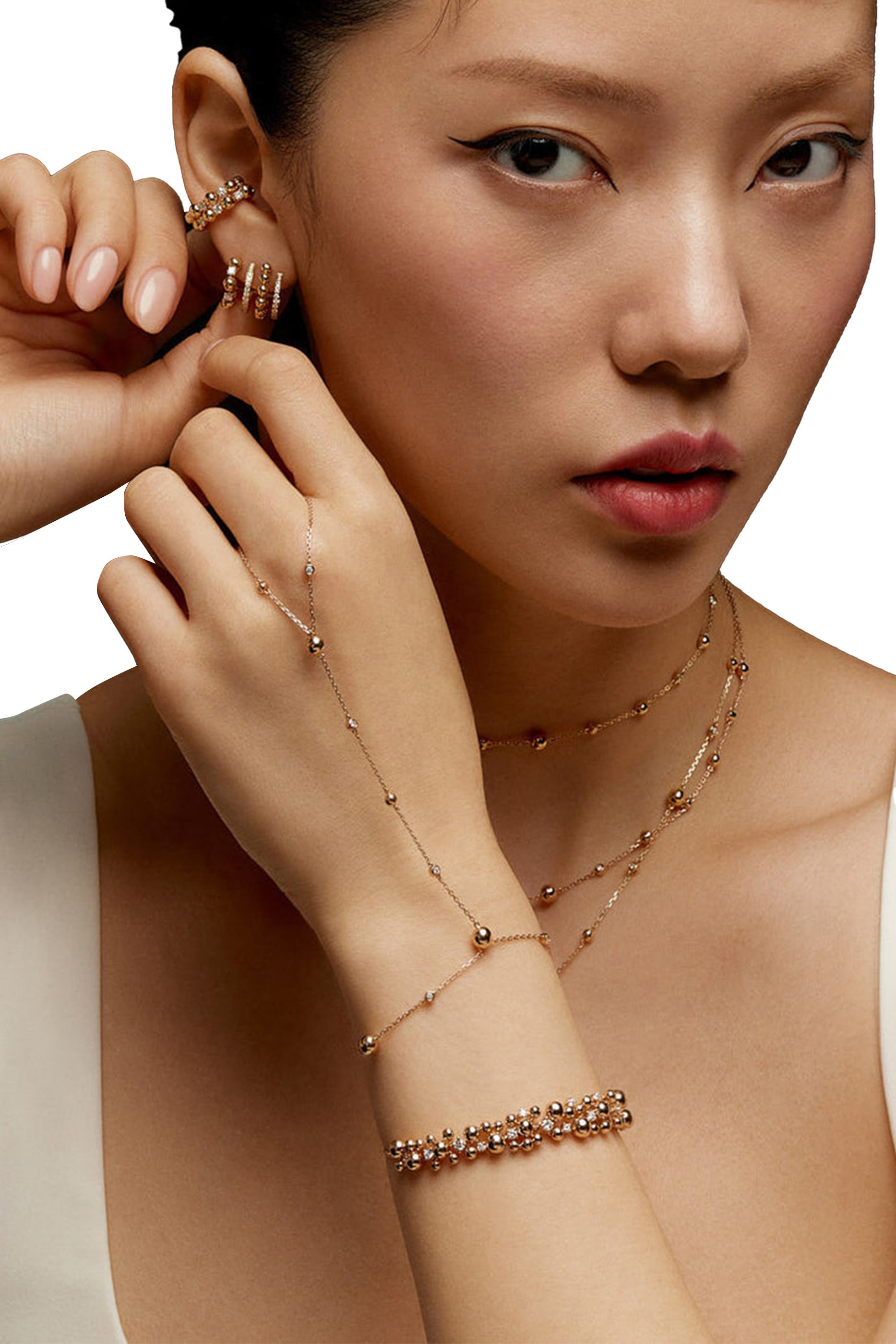 Enishi Hand Chain, 18K Yellow Gold & Diamonds