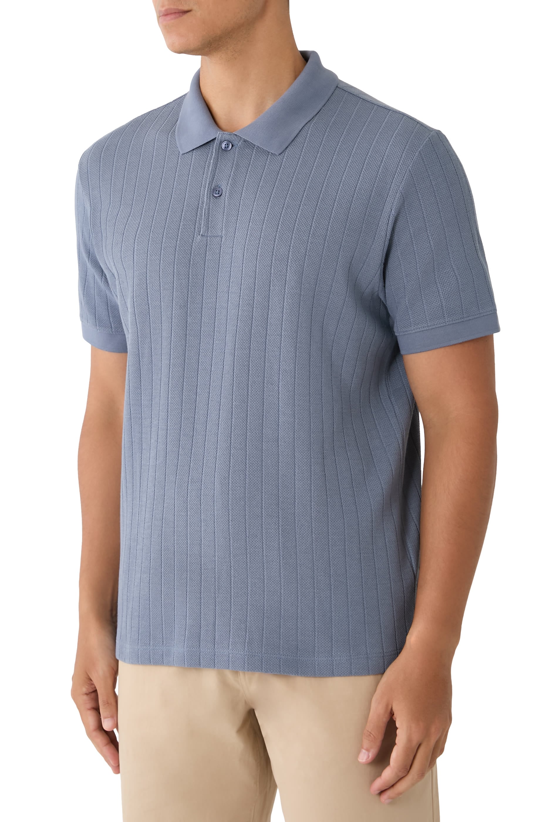 Drop-Needle Stripe Pima Cotton Polo Shirt