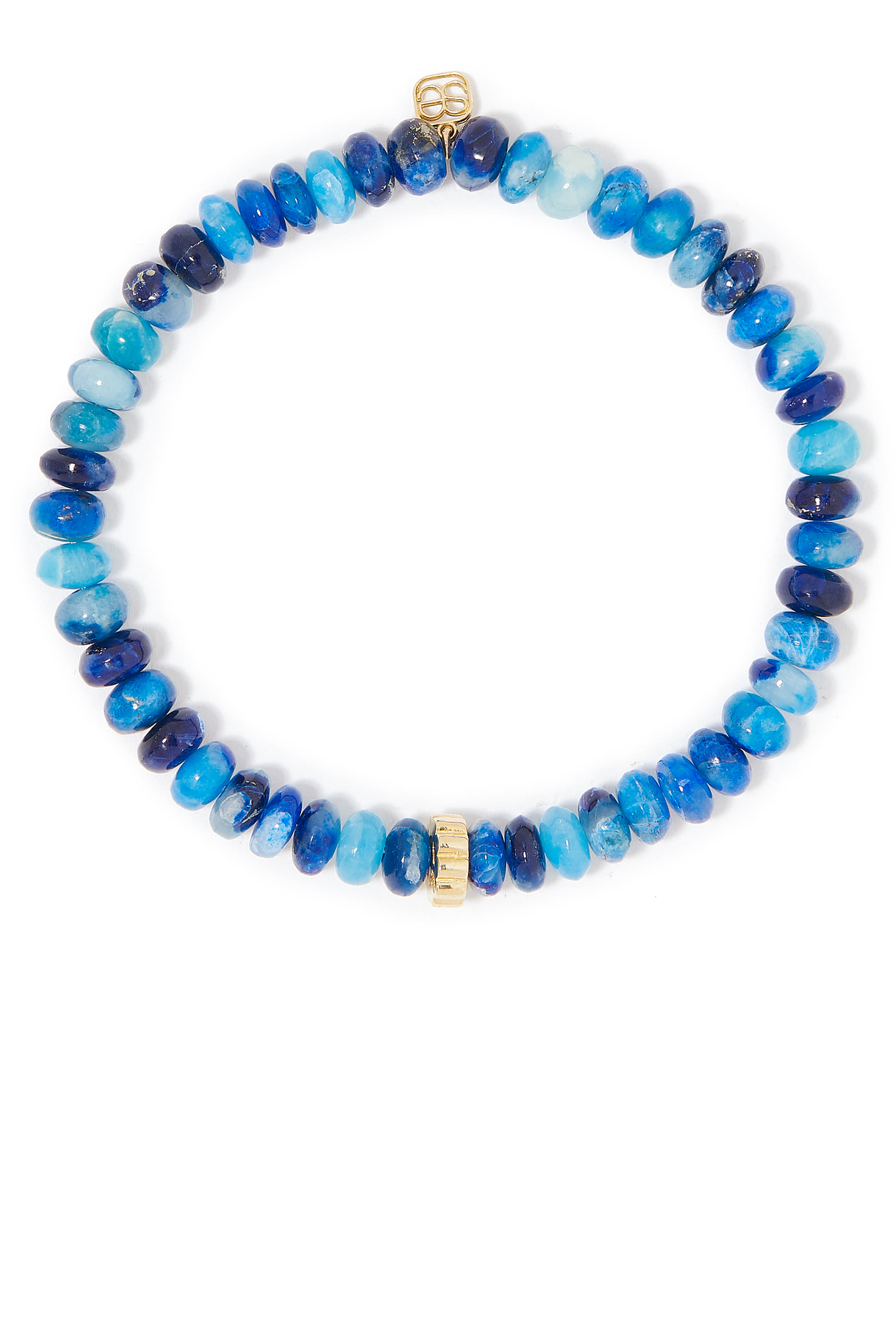 Scallop Rondelle on Afganite Bracelet, 14k Yellow Gold and Diamonds