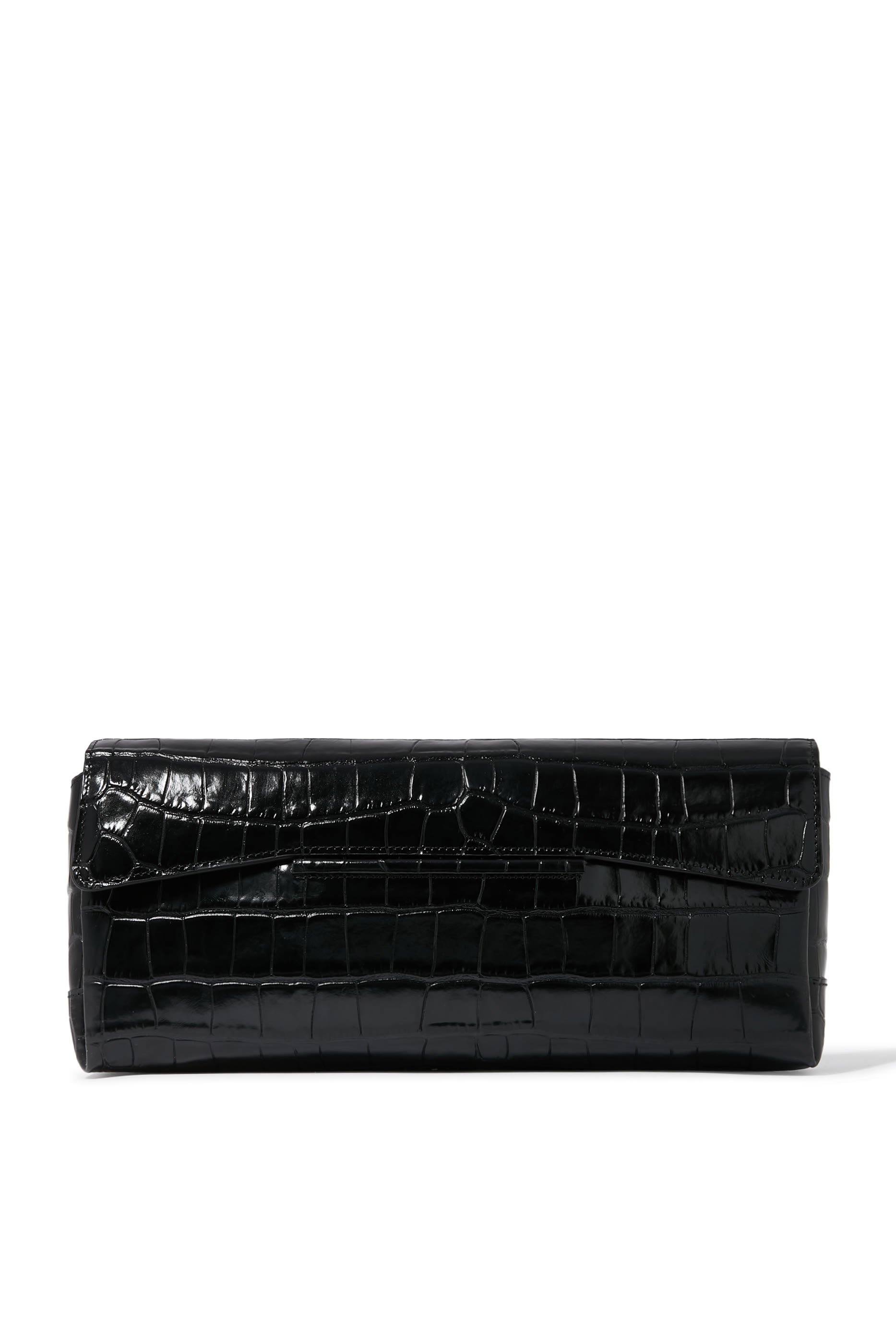Soft Croco-Embossed T-Clutch 