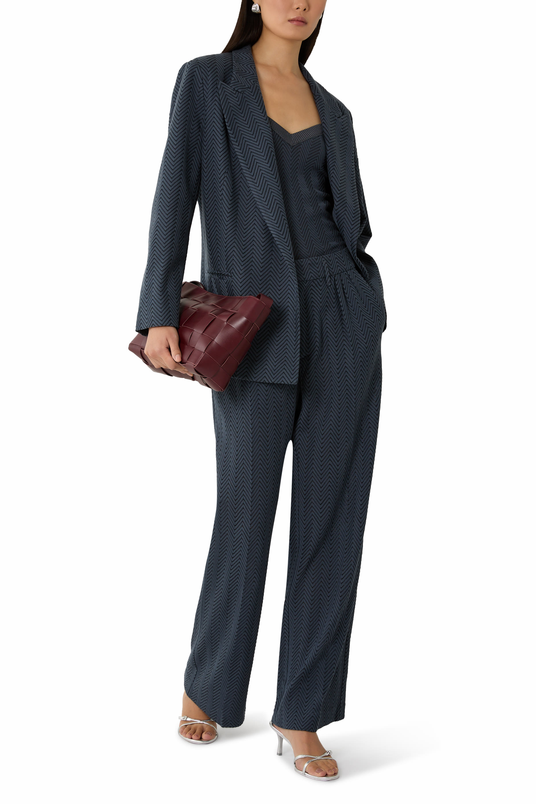 Tone-on-Tone Zigzag Cotton & Viscose Tank Top