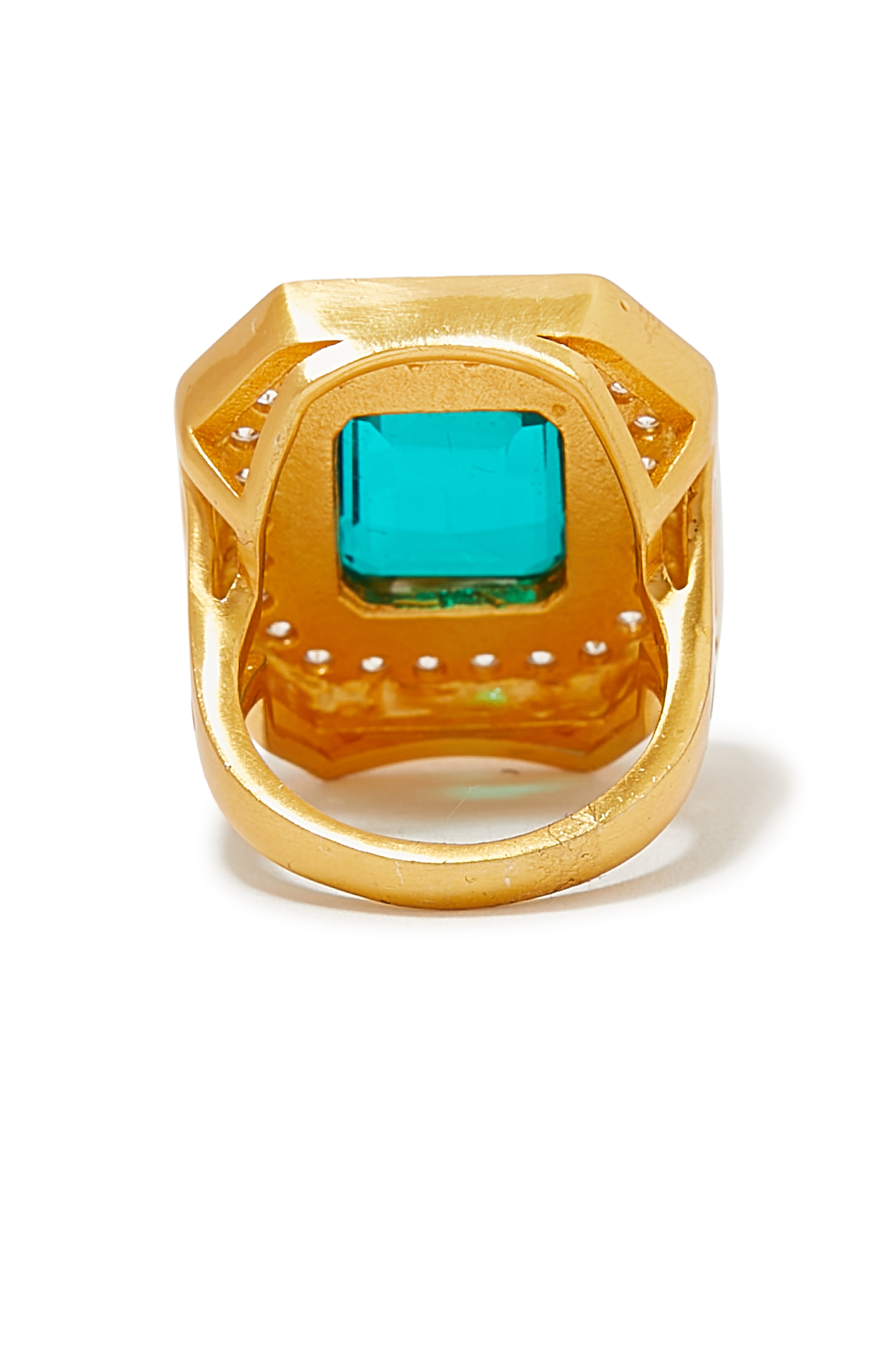 Jennifer Pacifique Ring, 24k Gold Micron Plated Brass & Sapphire Quartz & Quartz Crystal