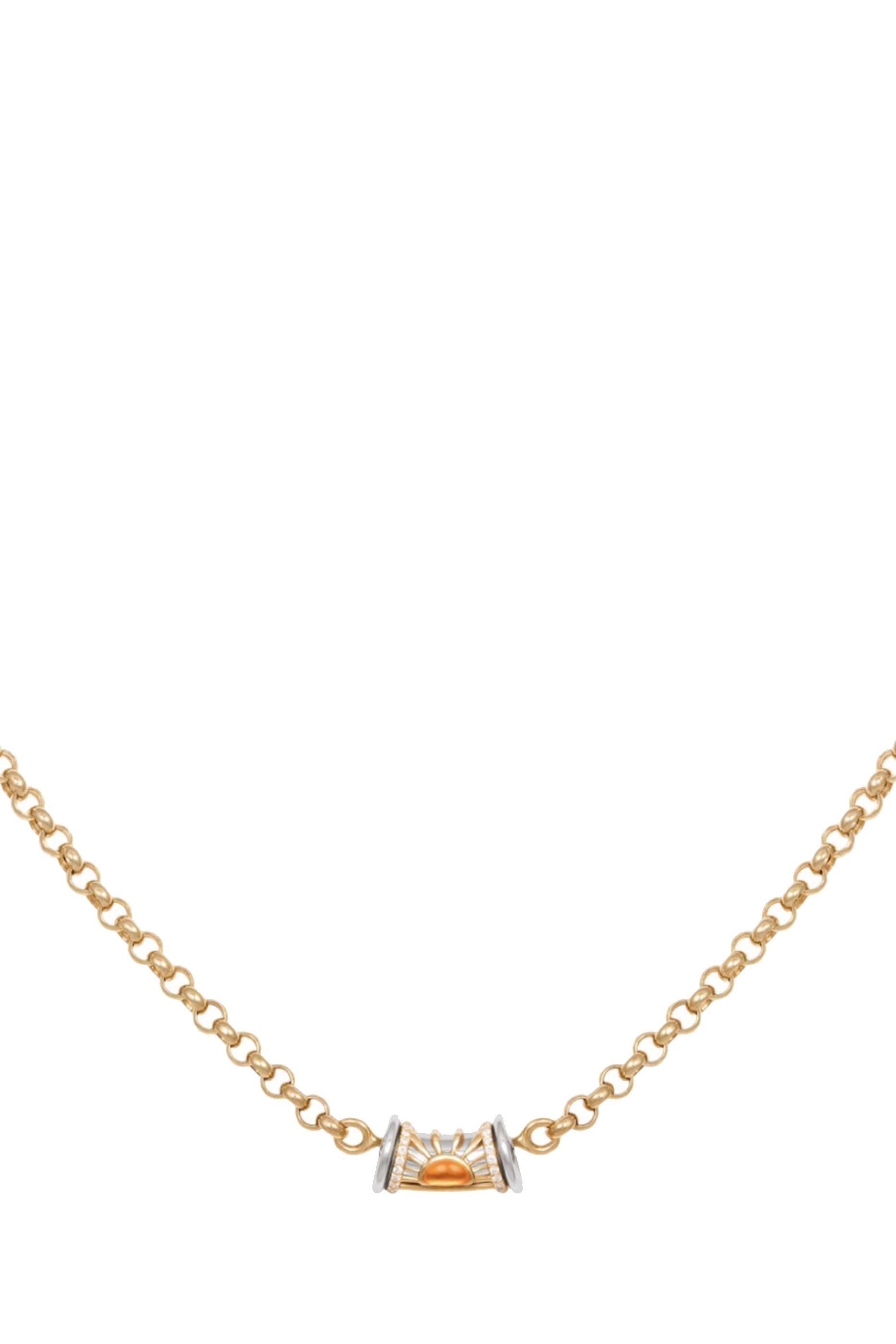 Warrior Dawn Necklace, 18K Yellow Gold with Diamonds & Orange Topaz 