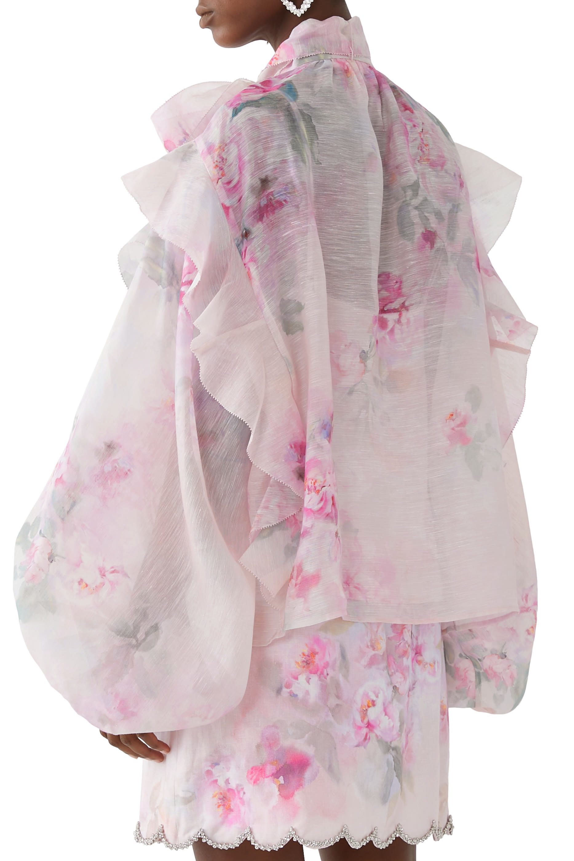 Crush Tie Neck Ruffle Blouse