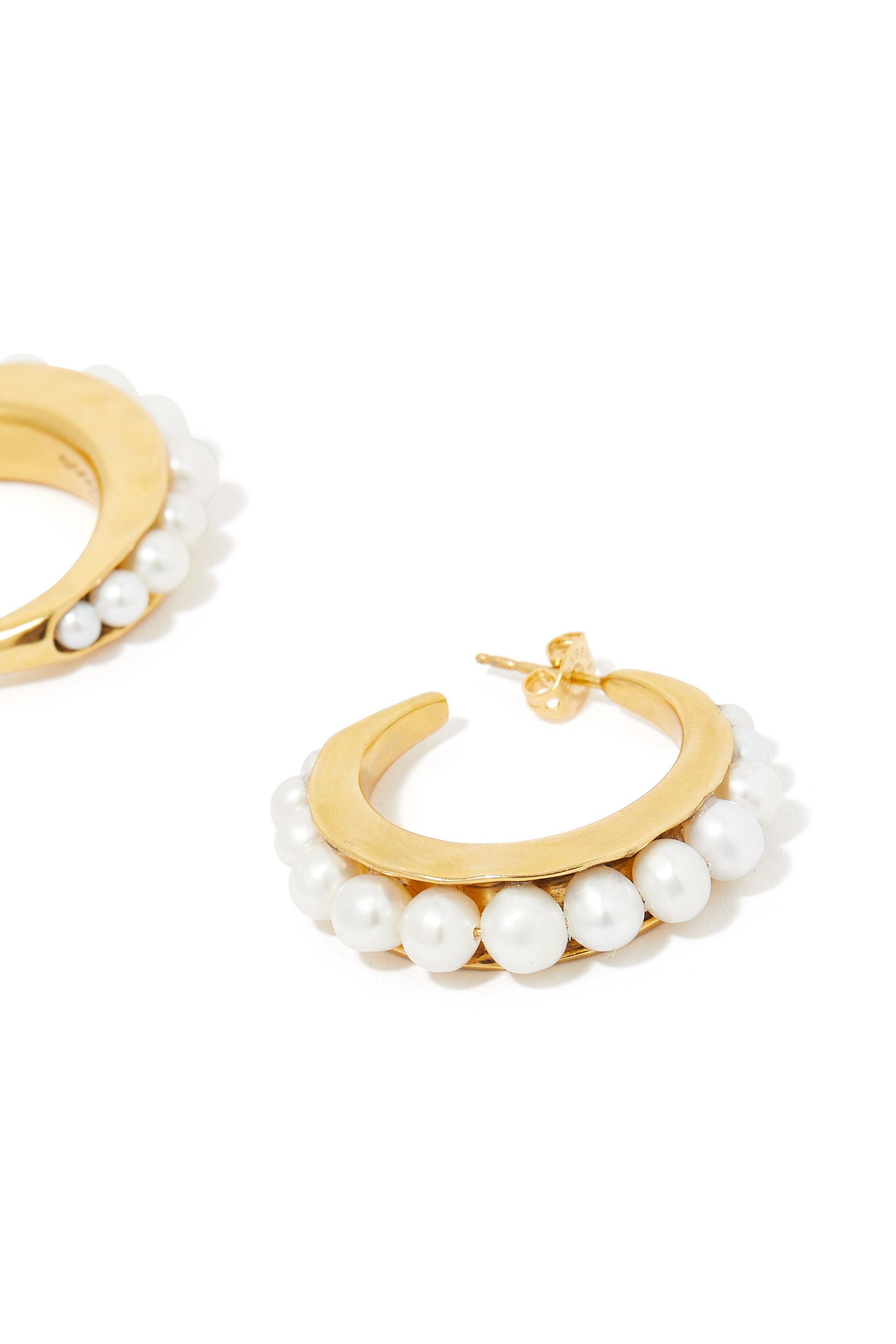 Graine de Gemmes Hoop Earrings, 24k Gold-Plated Brass