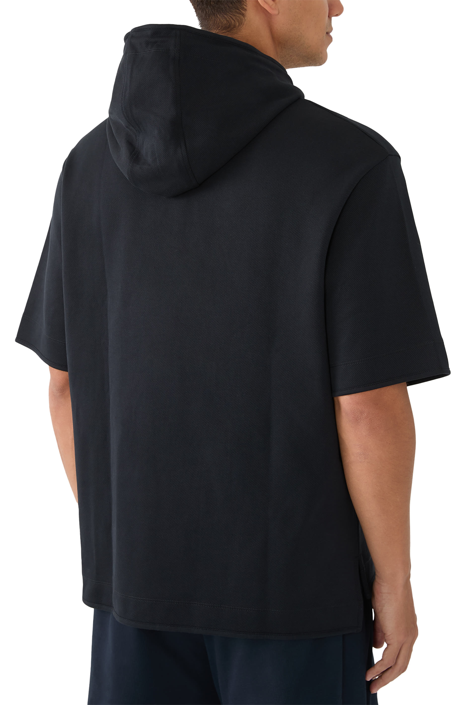 Short-Sleeved Oversized Jersey Hooded Sweatshirt
