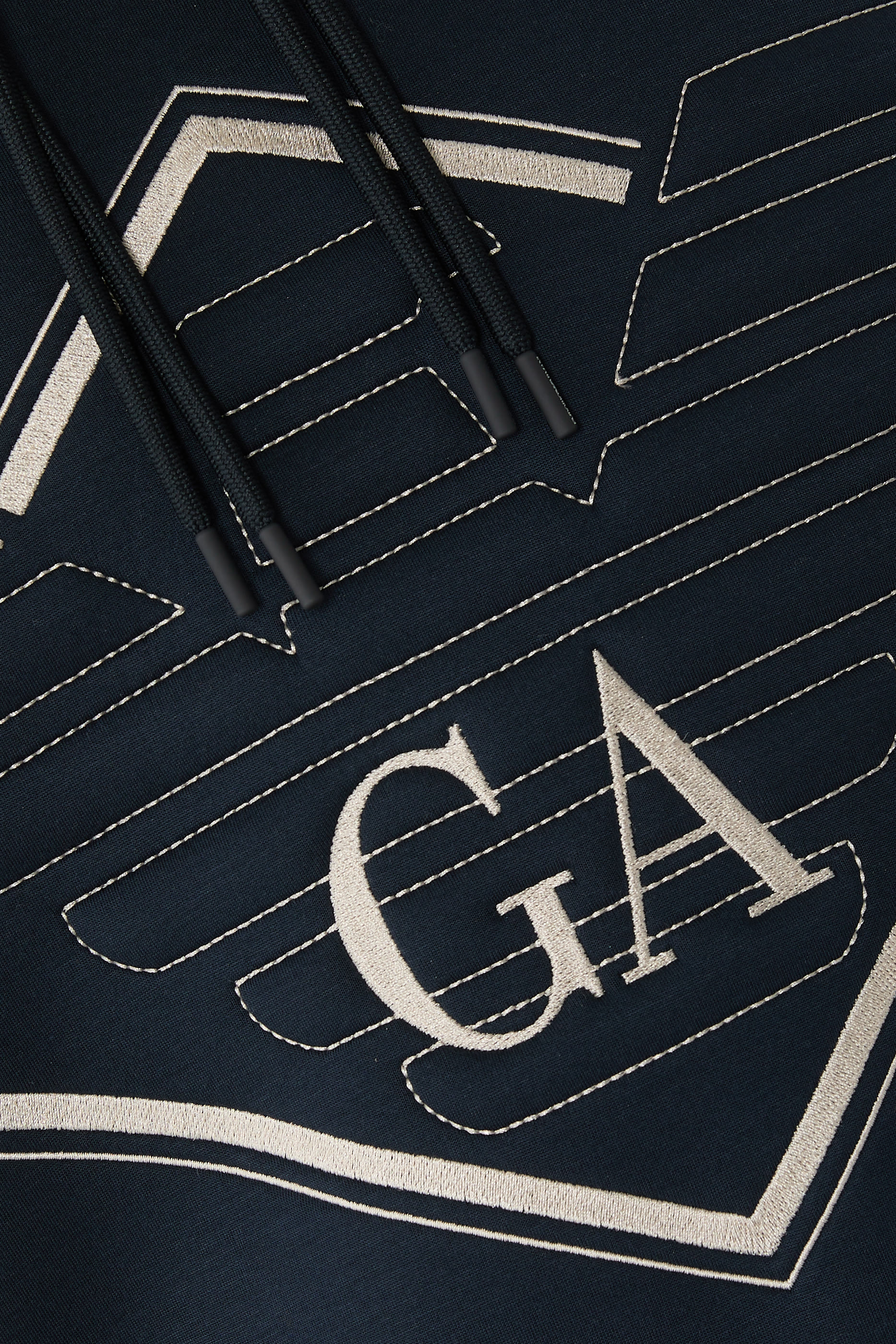 Oversized Eagle Logo Double-Jersey Hooded Sweatshirt