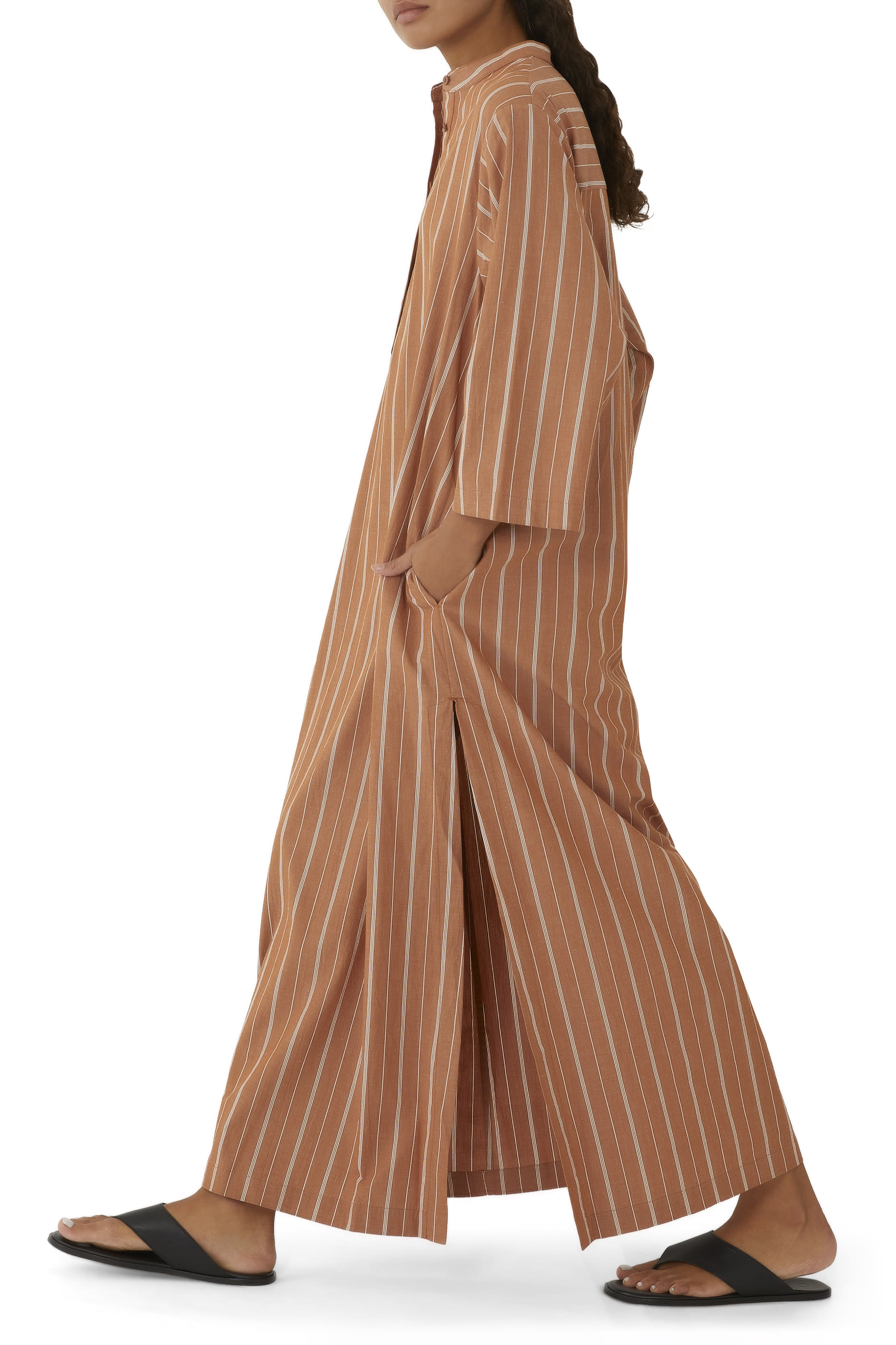 Relaxed Stripe Djellaba Maxi Dress