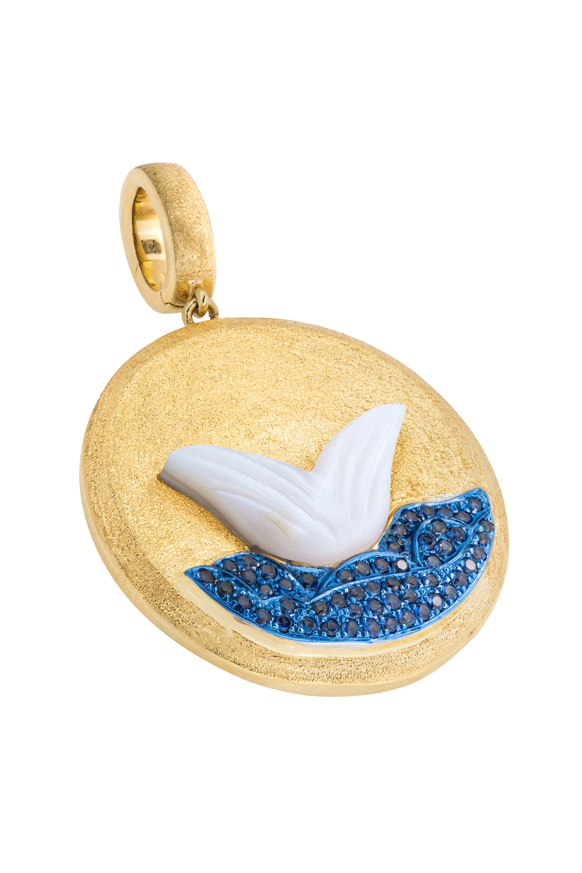 Fishtail Sands Charm, 18K Yellow Gold & Mother of Pearl