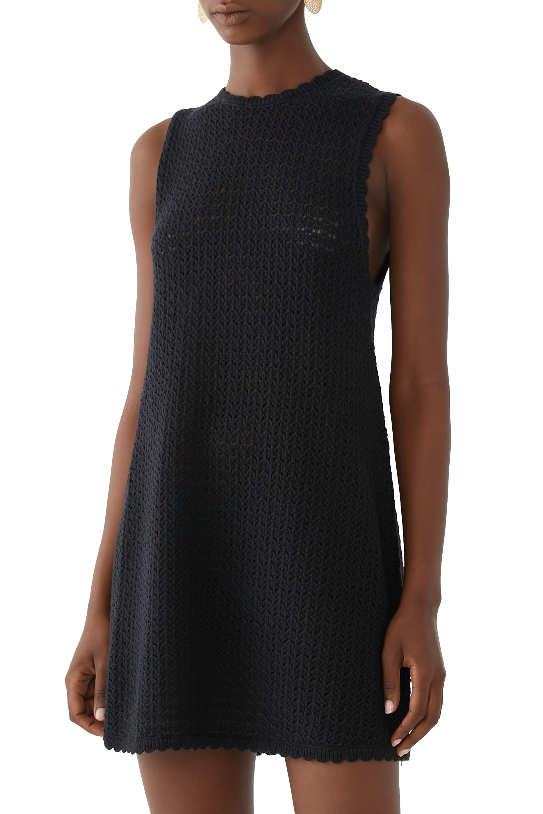 Pointelle Shift Mini Dress