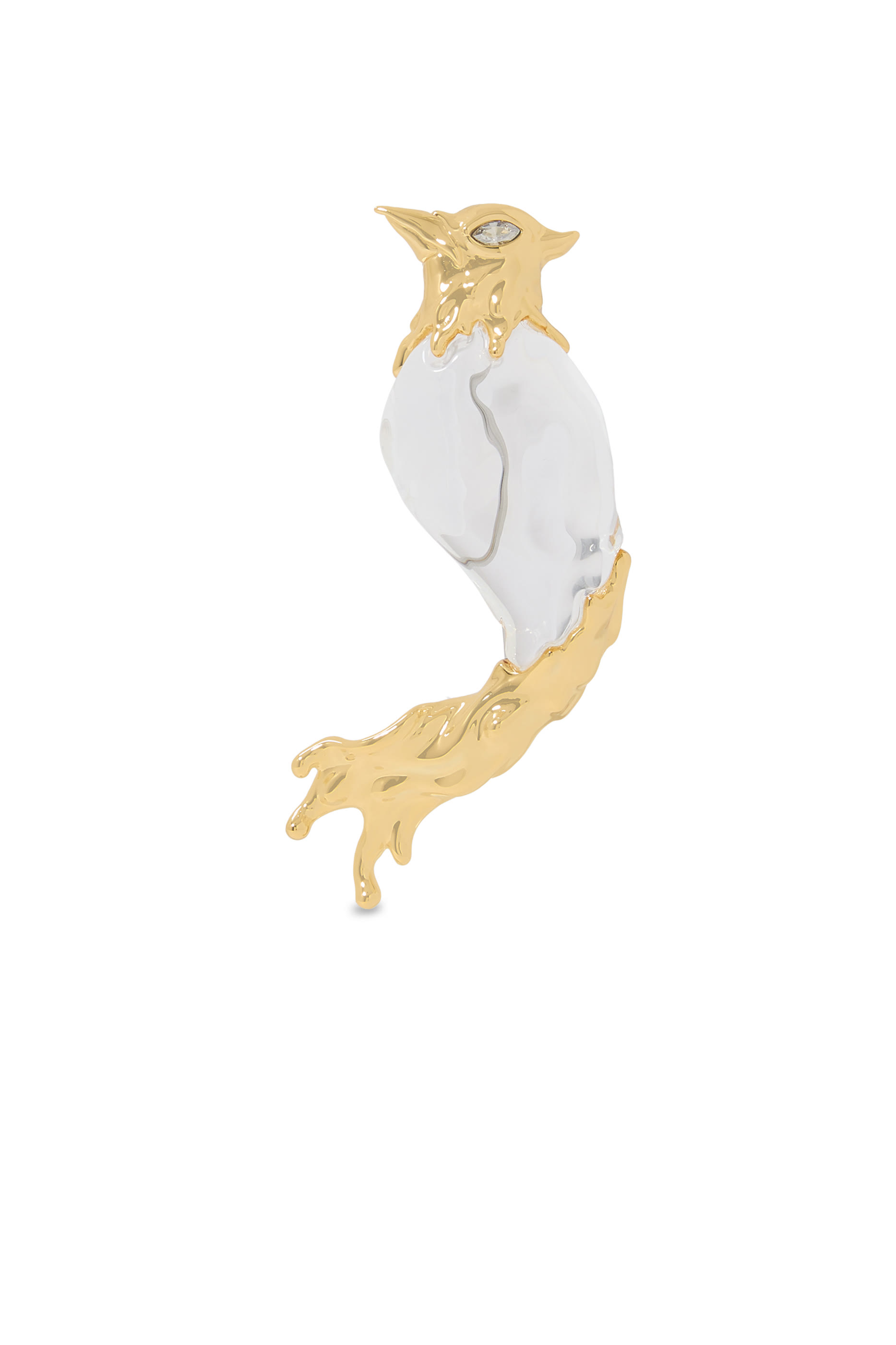 Liquid Lucite Cardinal Pin, 14k Gold Plated Brass, Rhodium Tone Plated Brass, Lucite & Crystal