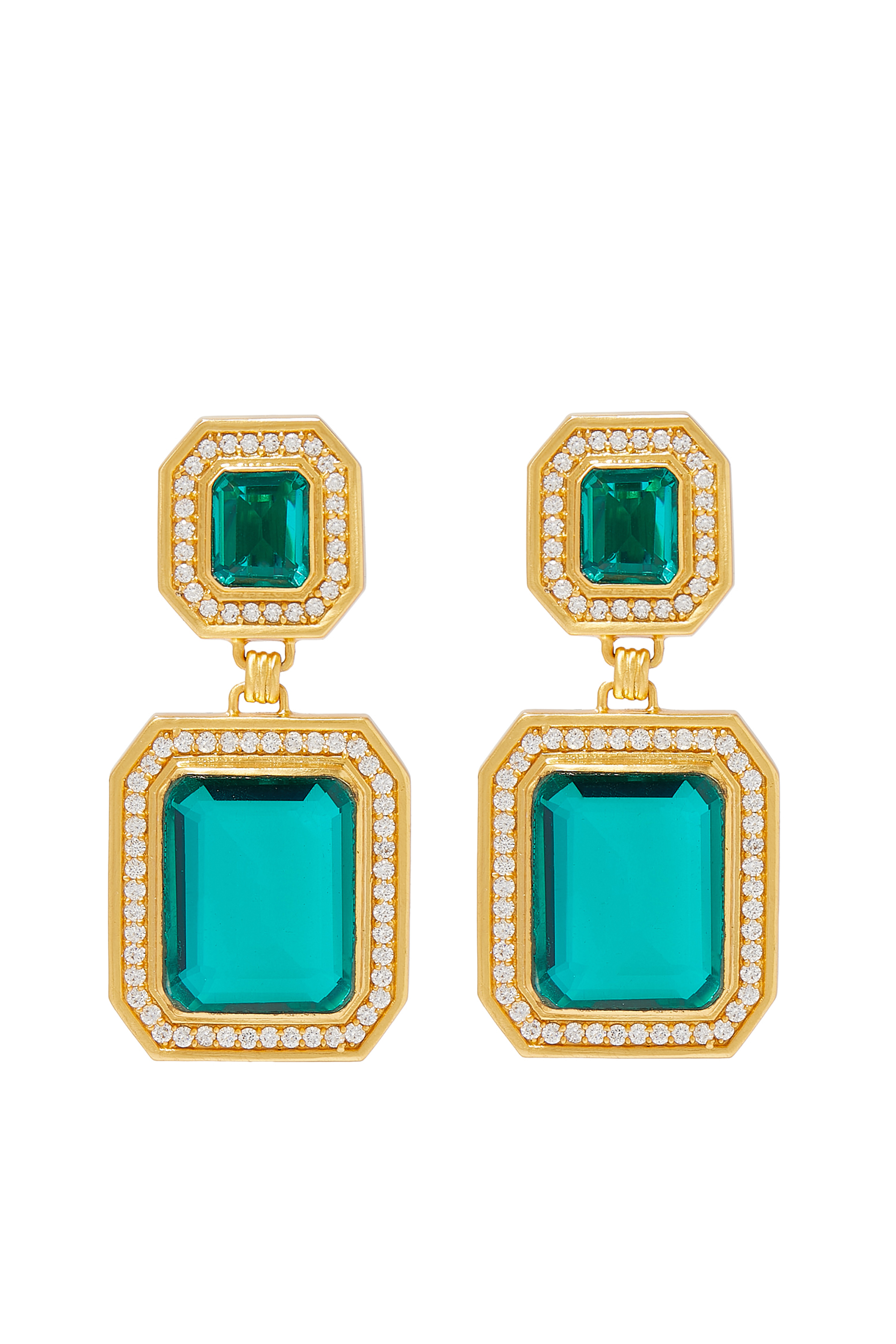 Jennifer Pacifique Earrings, 24k Gold Micron Plated Brass & Sapphire Quartz & Crystal Quartz