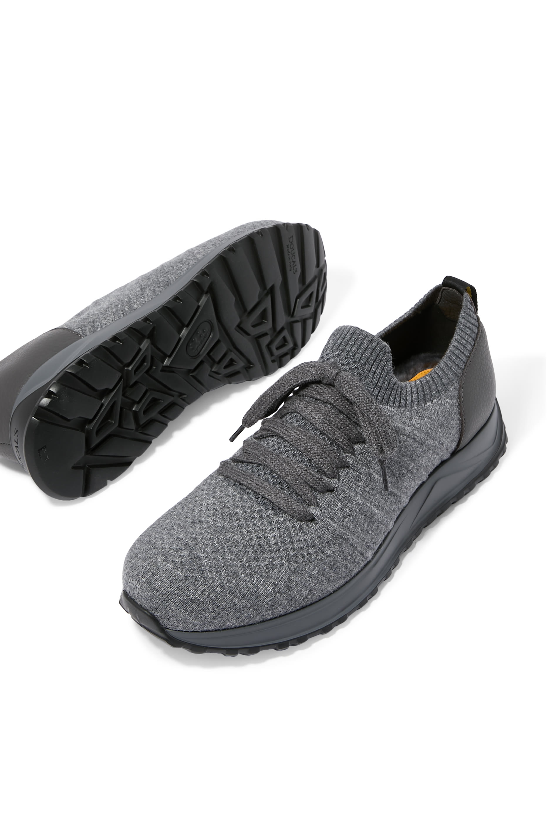 Ribbed Trim Lace-Up Sneakers