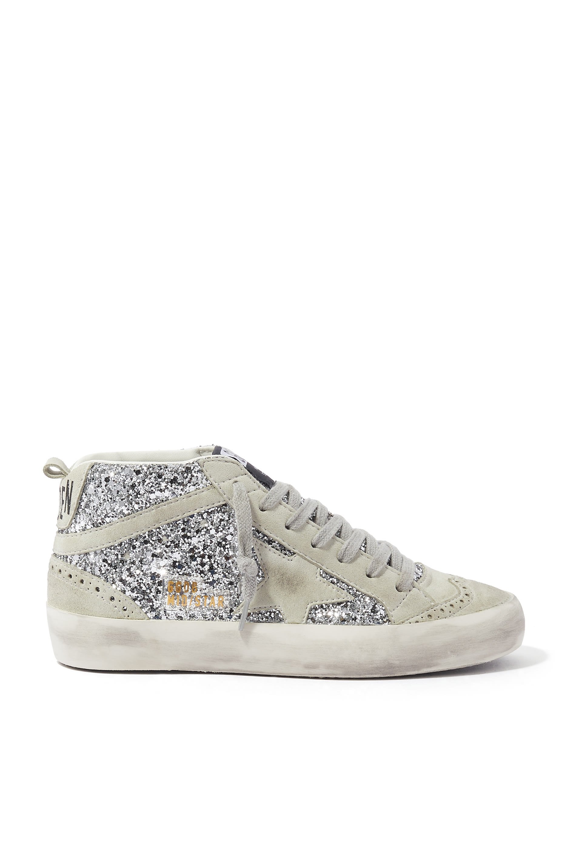 Mid Star Glitter & Suede Sneakers