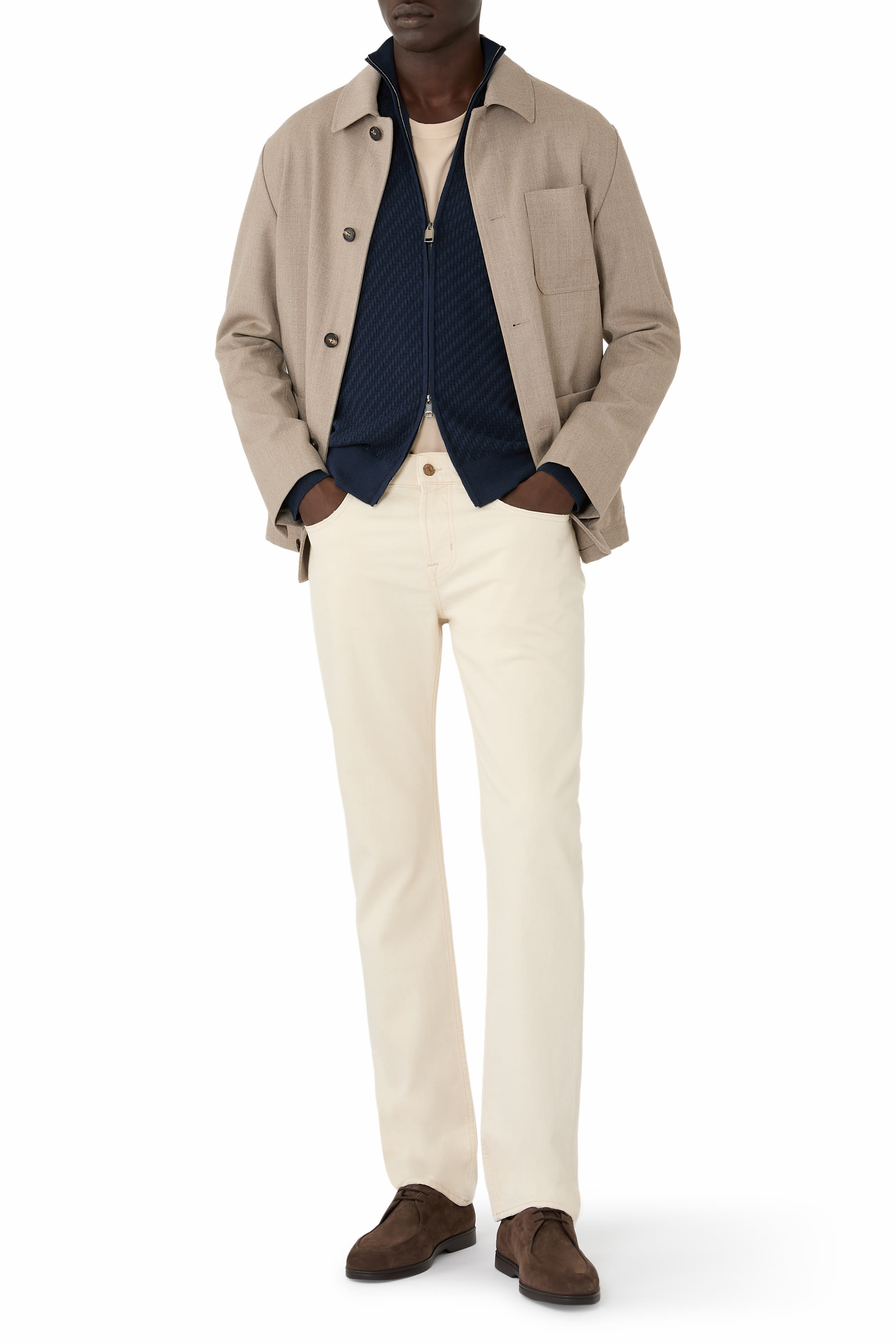 Trama Weave Full-Zip Sweater