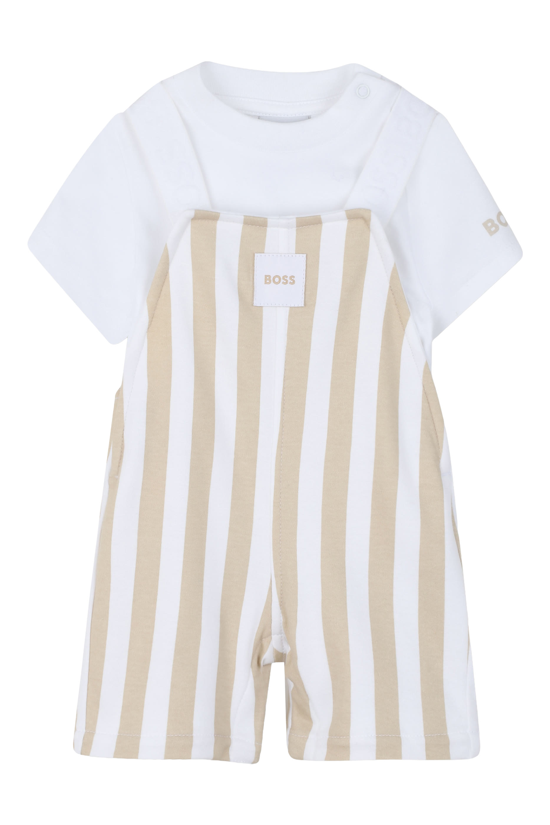 Kids Logo Stripes T-Shirt and Dungarees Set