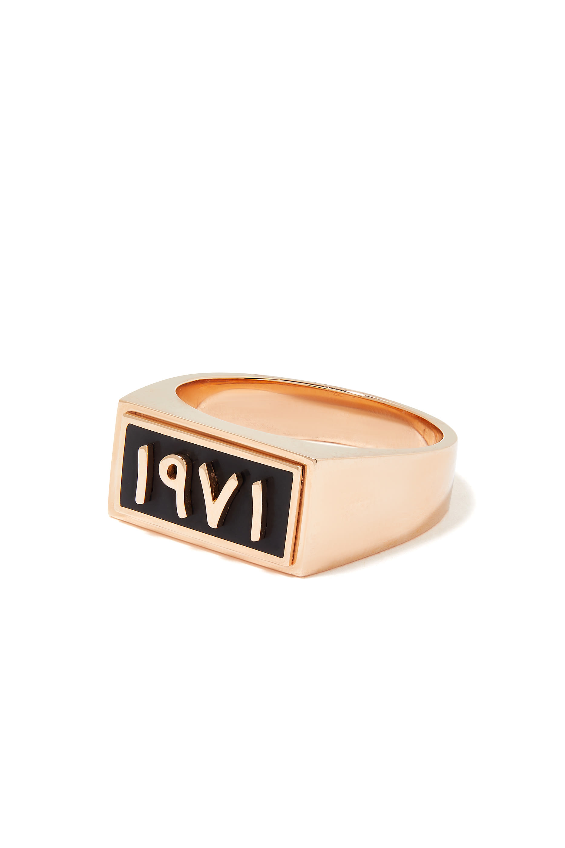 1971 Signet Ring, 18k Pink Gold & Enamel