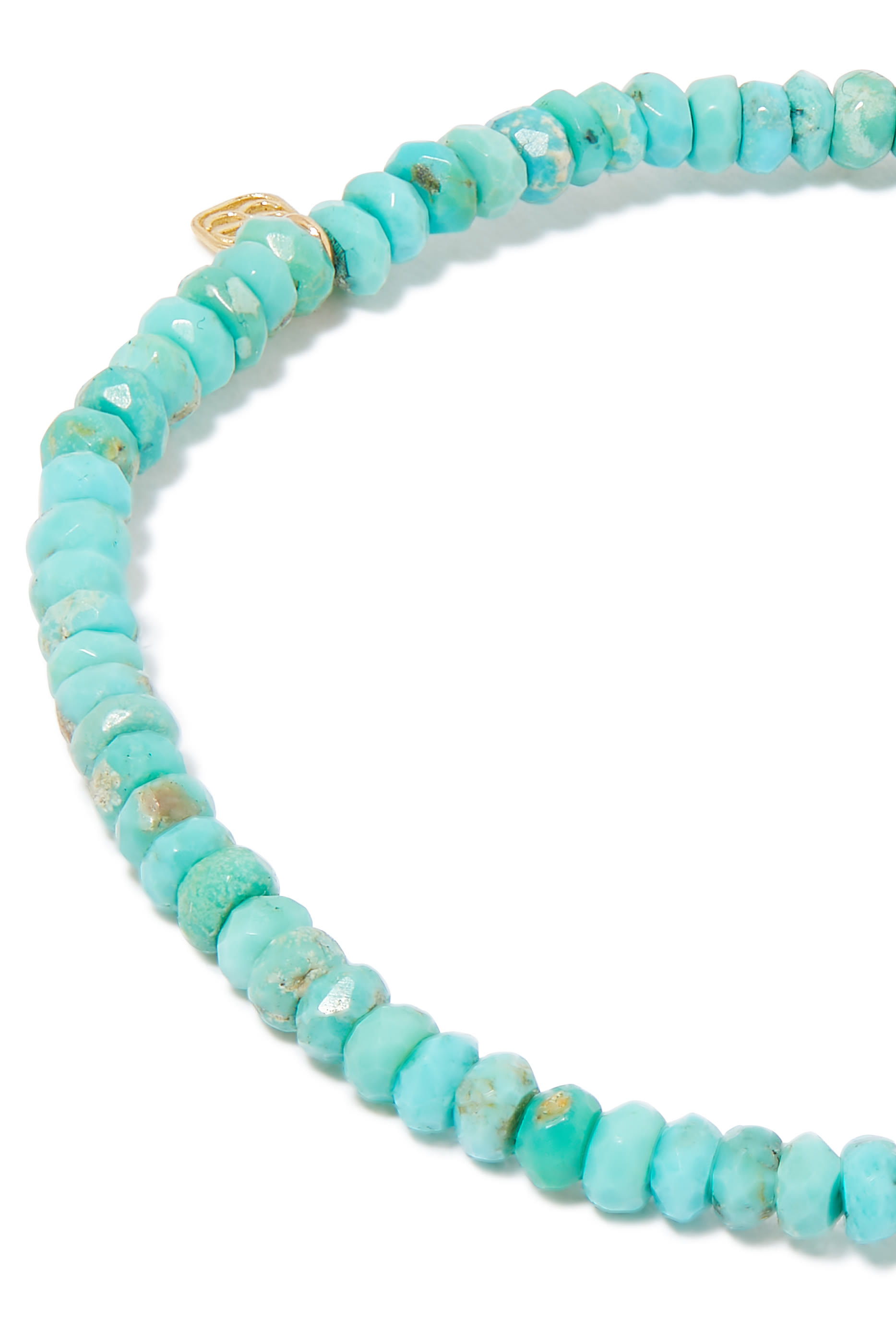 Baby Heart Charm Bracelet, 14K Yellow Gold with Diamonds & Turquoise Beads