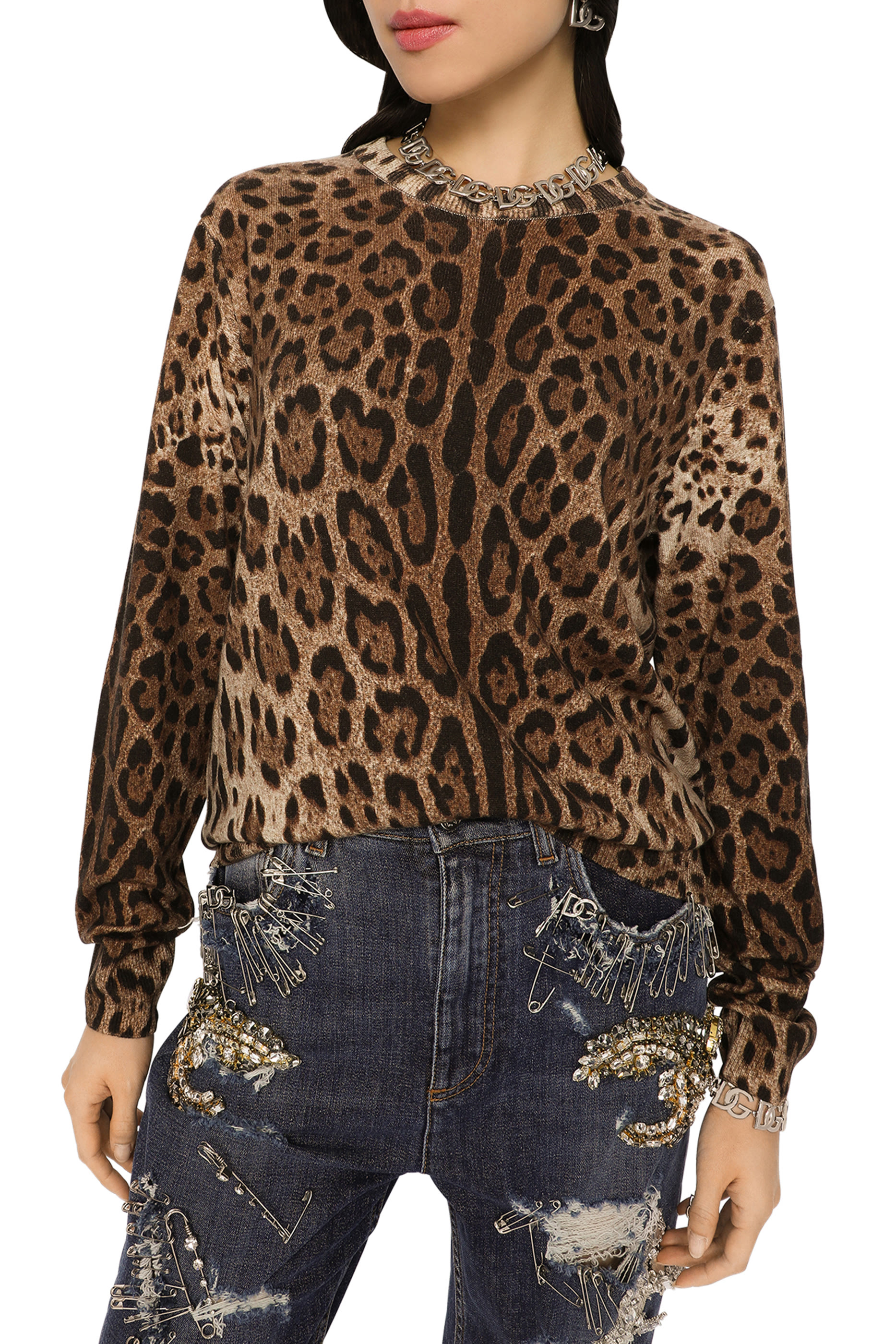 Leopard-Print Cashmere Cardigan