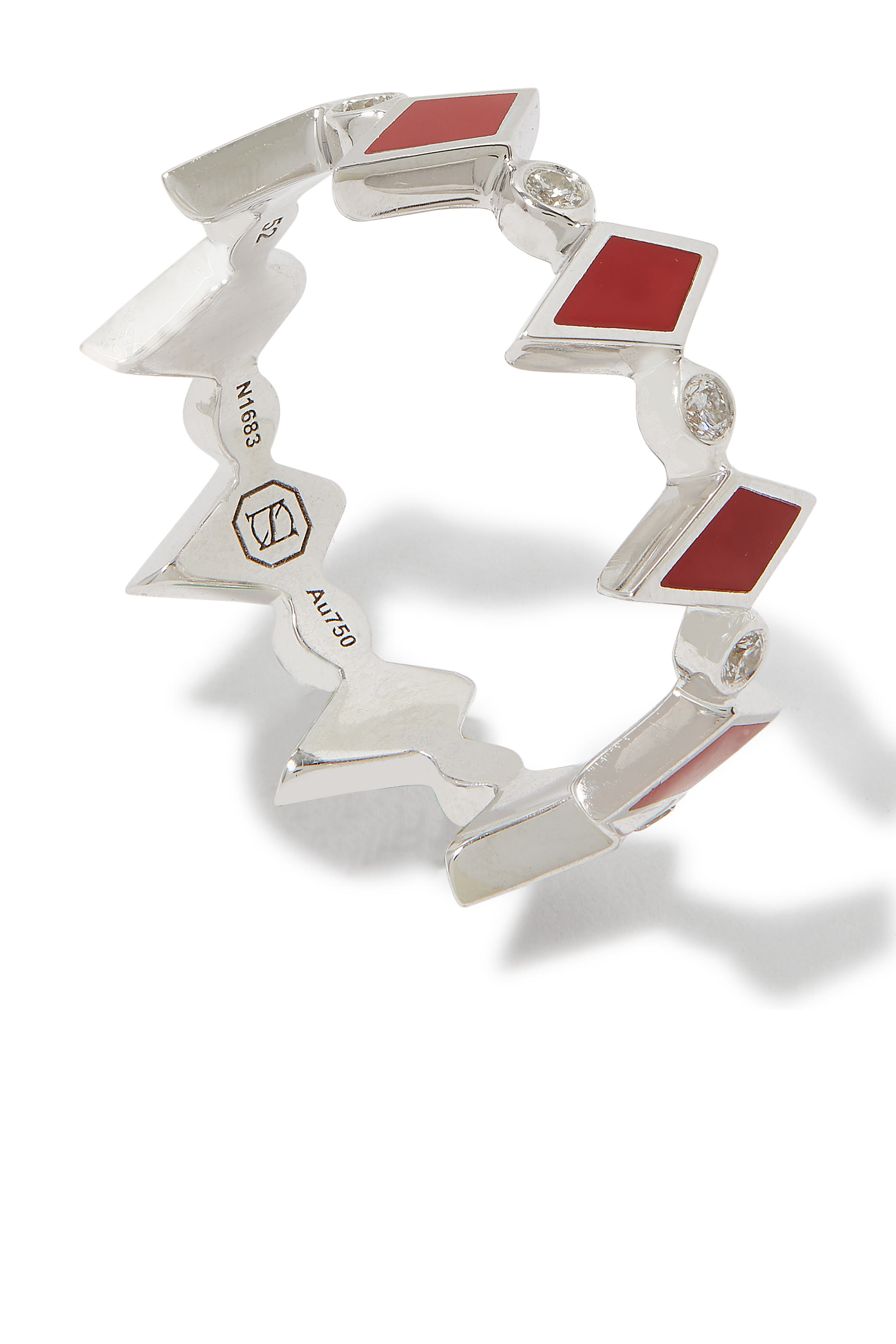 Mosaic Ring, 18k White Gold & Diamonds, Enamel