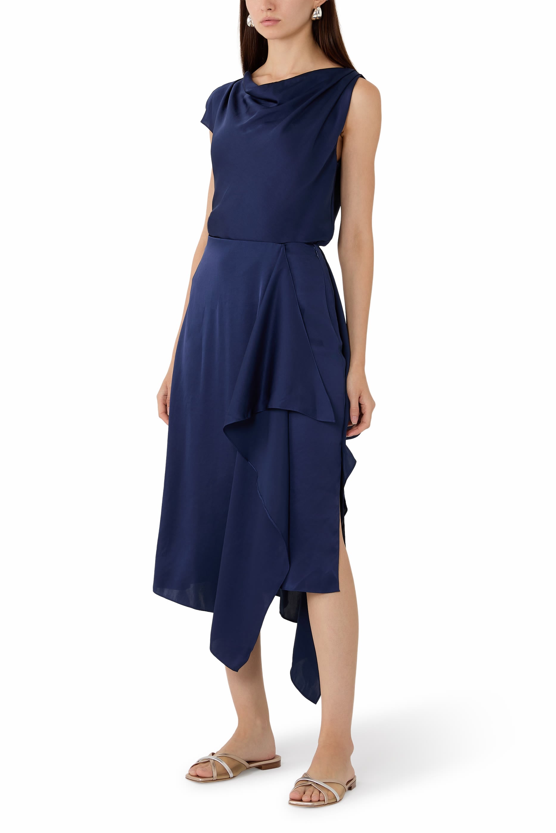 Cowl Neck Blouse in Crushed Satin