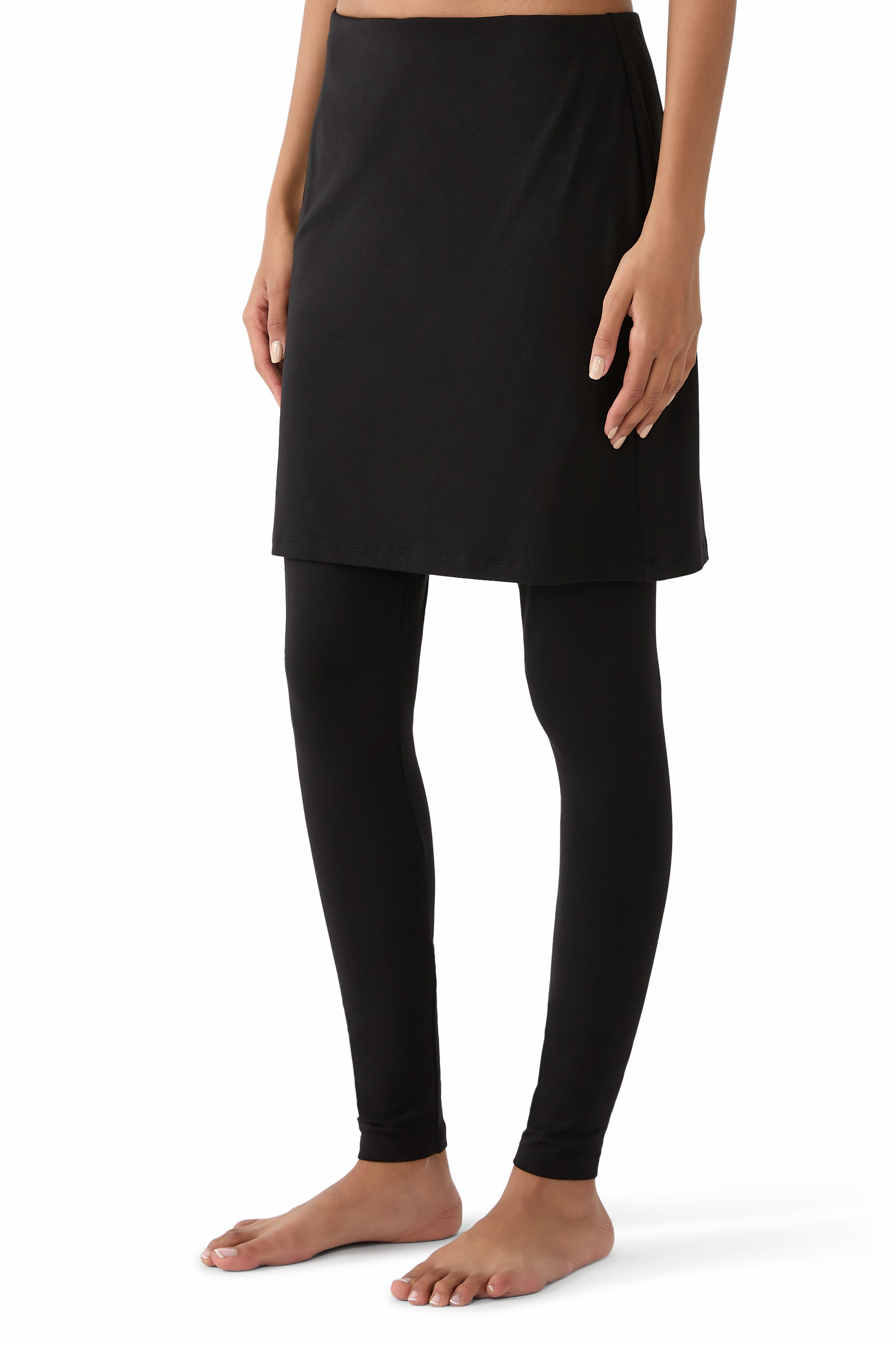 Stretch Jersey Knit Skirted Leggings