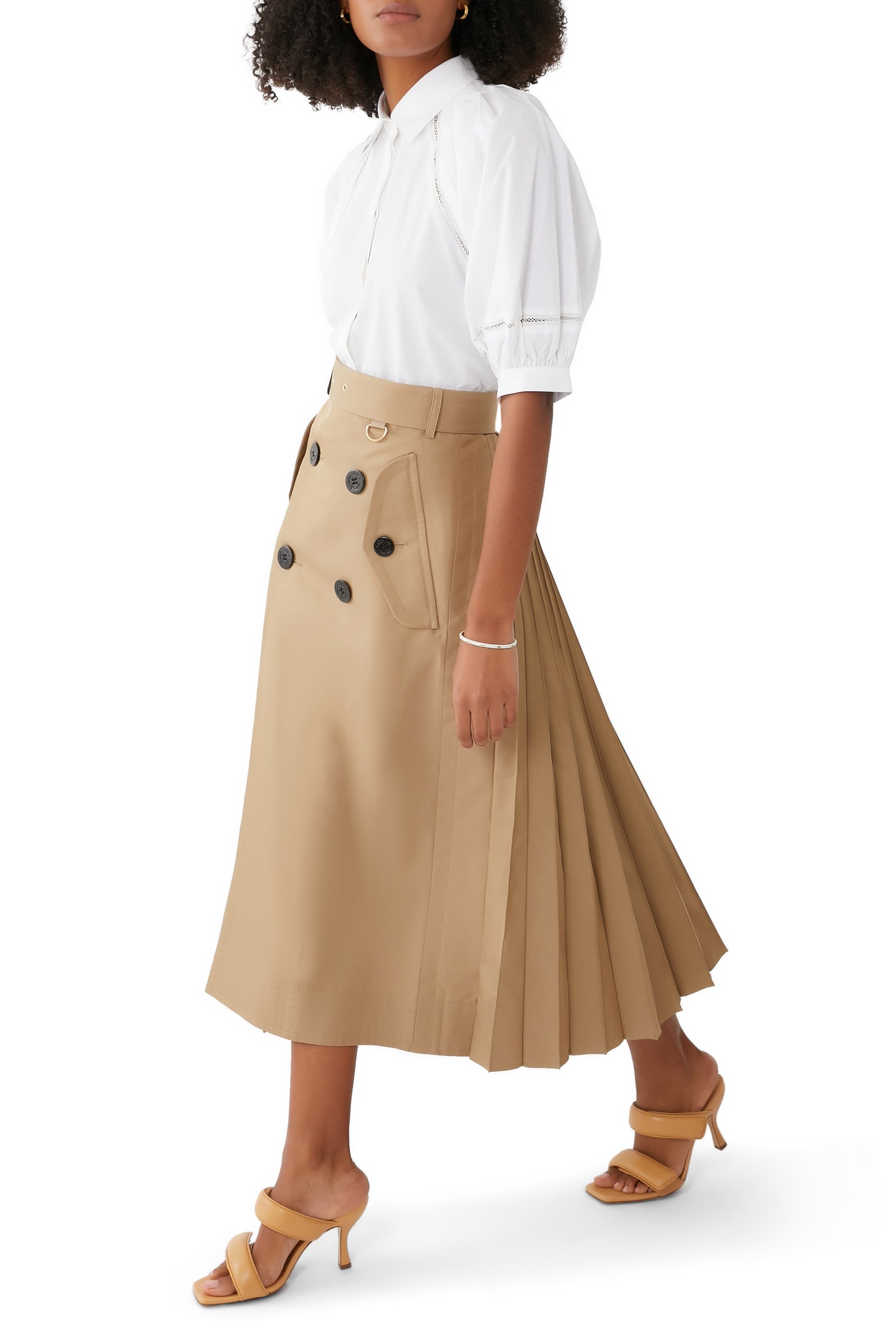 Lantern Sleeve Shirt With Lattice Trim