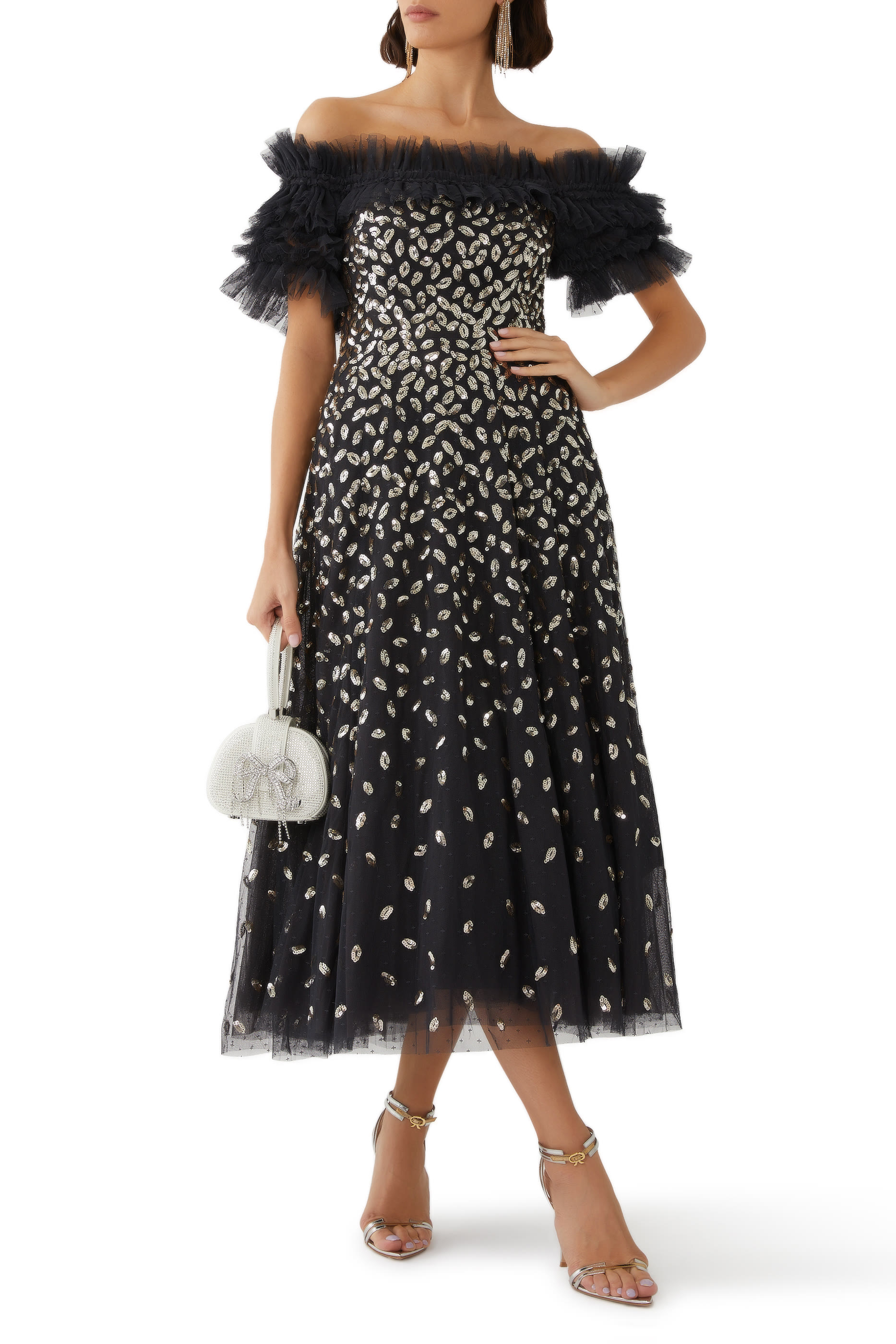 Autumn Leaves Off-Shoulder Ballerina Dress