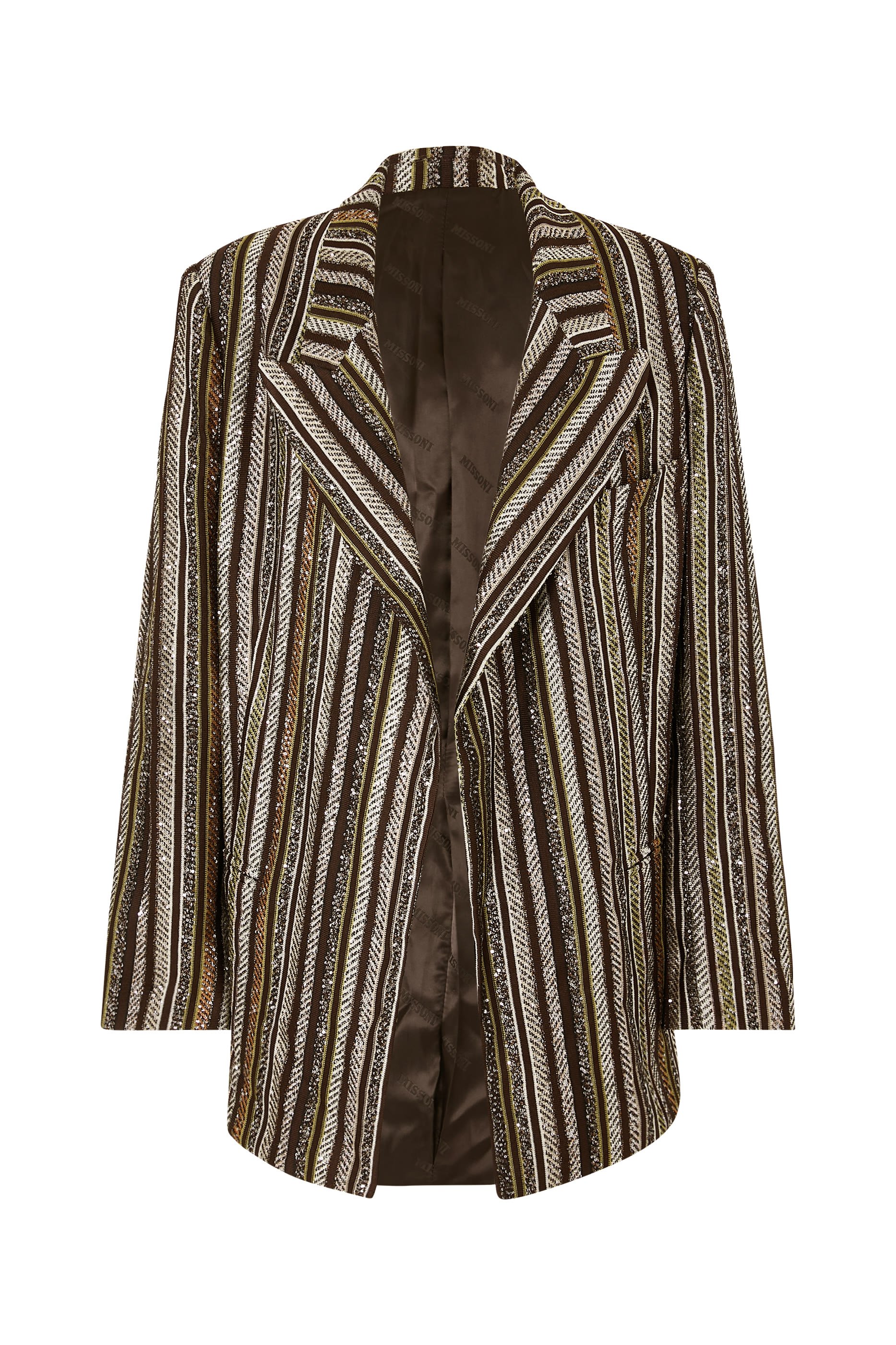  Single-Breasted Blazer with Herringbone Stripe Knit