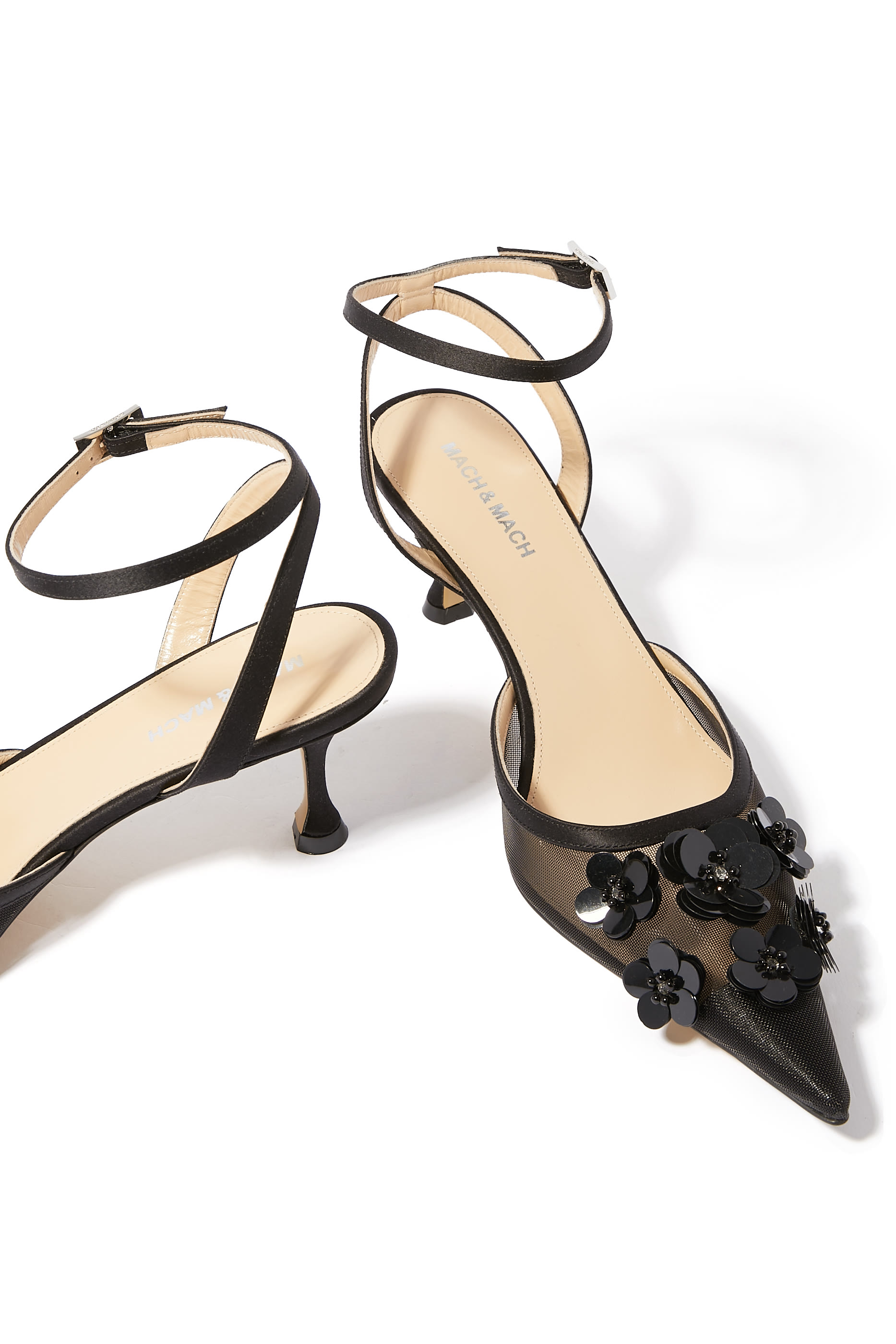 Flowers 65 Mesh Embellished Pumps