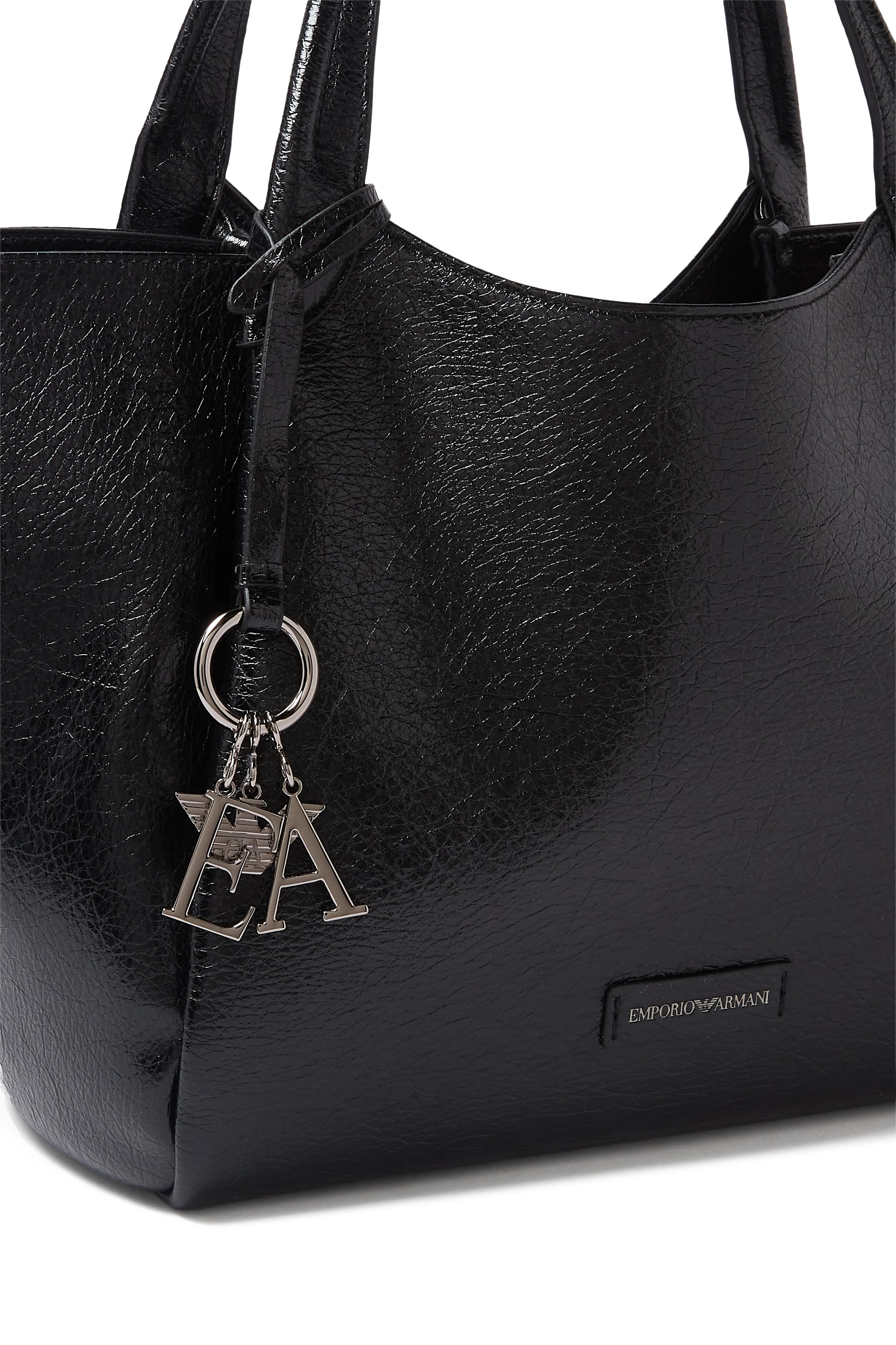 EA Logo Charm Tote Bag in Leather