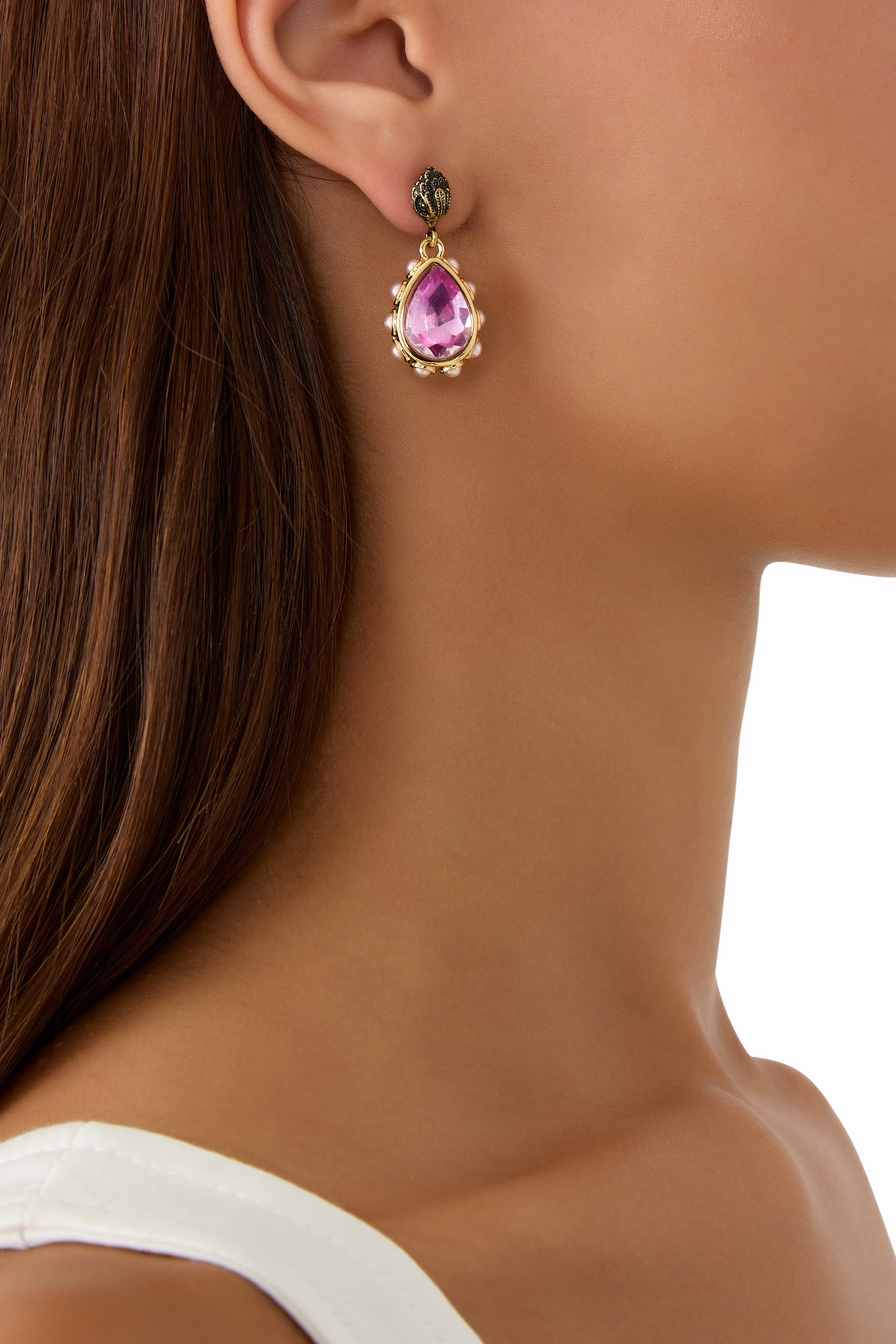 Eagle Pear Drop Earrings, Metal & Zirconia