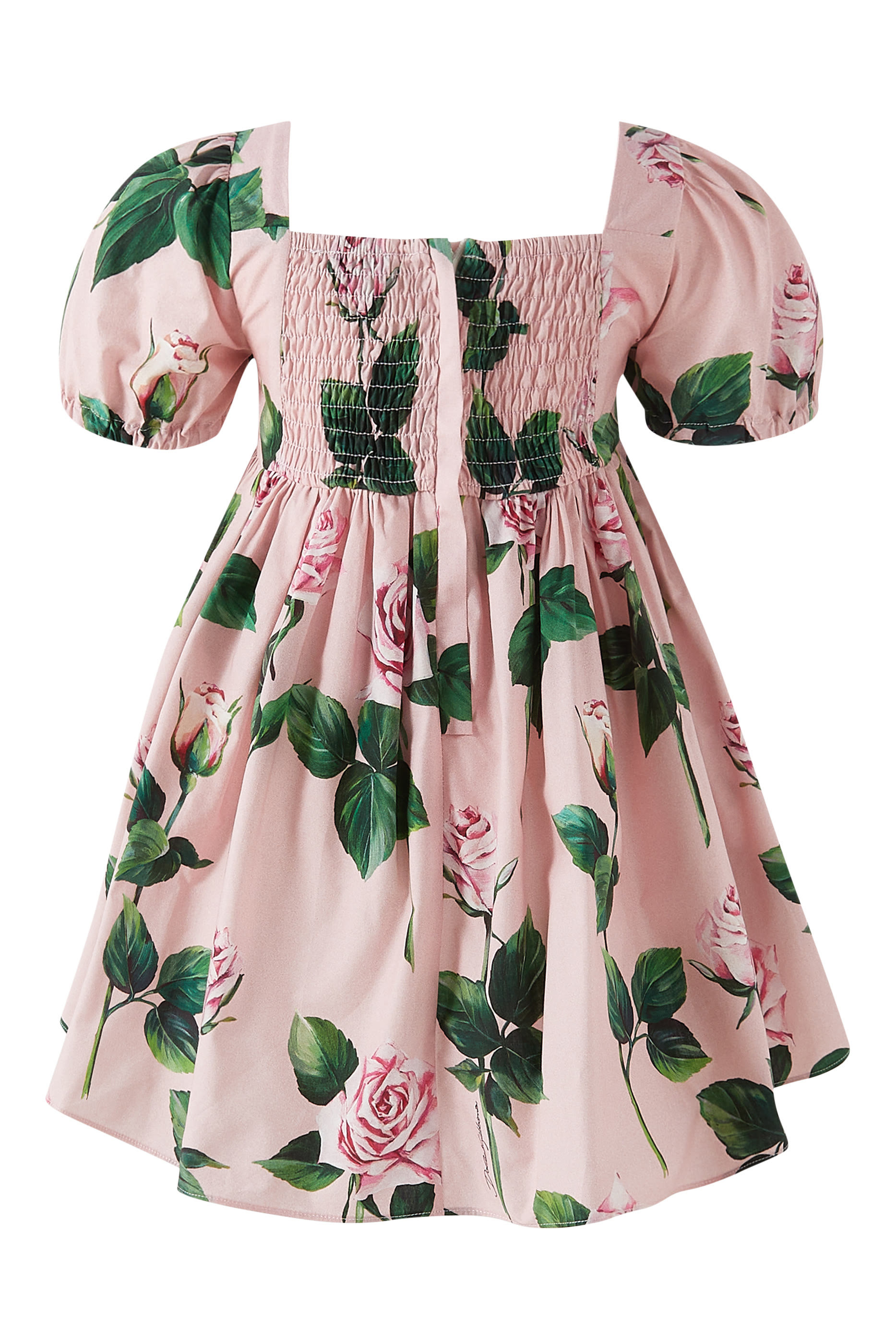 Kids Rose Print Poplin Dress