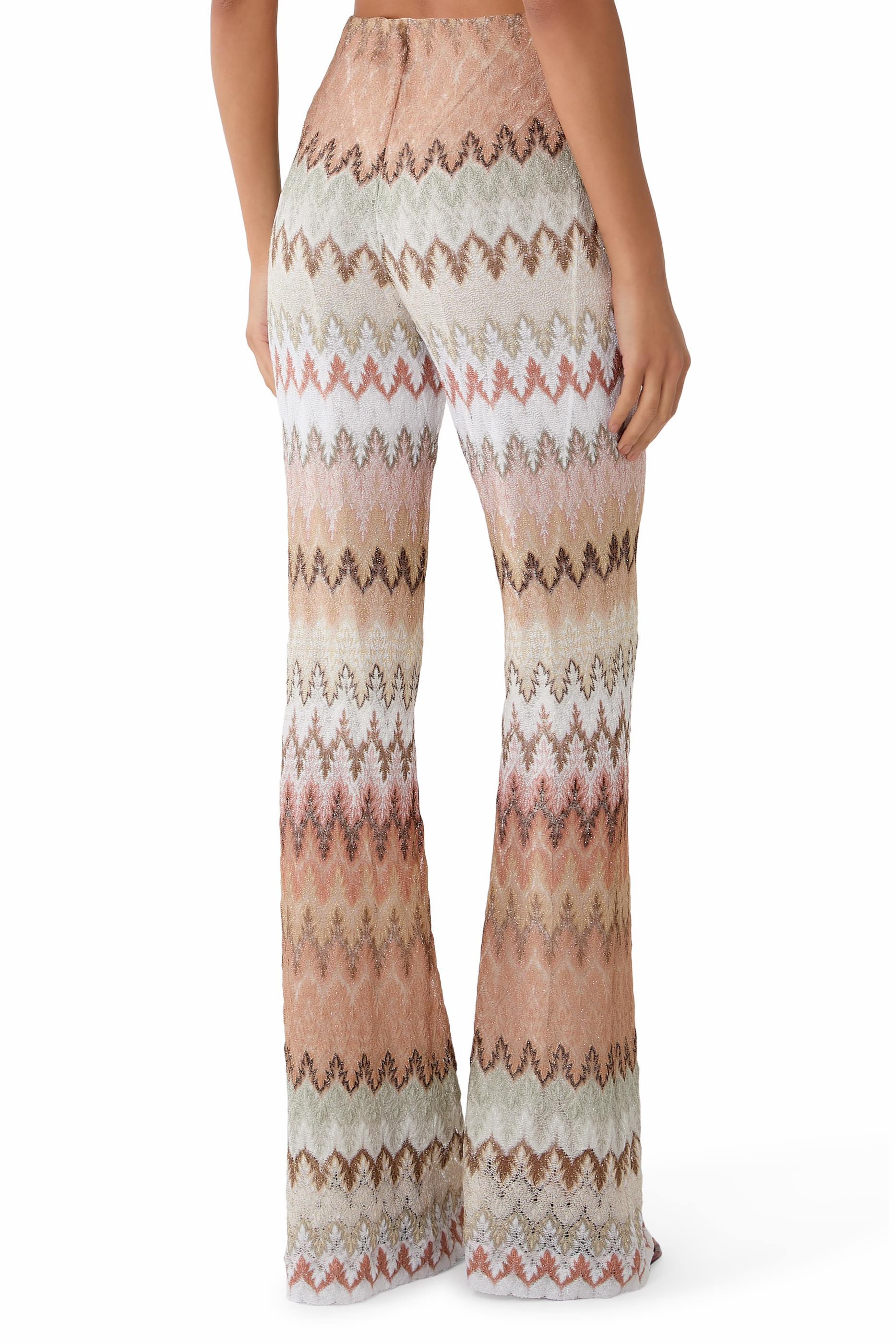 Pine-Shaped Zigzag Laced Raschel Trousers