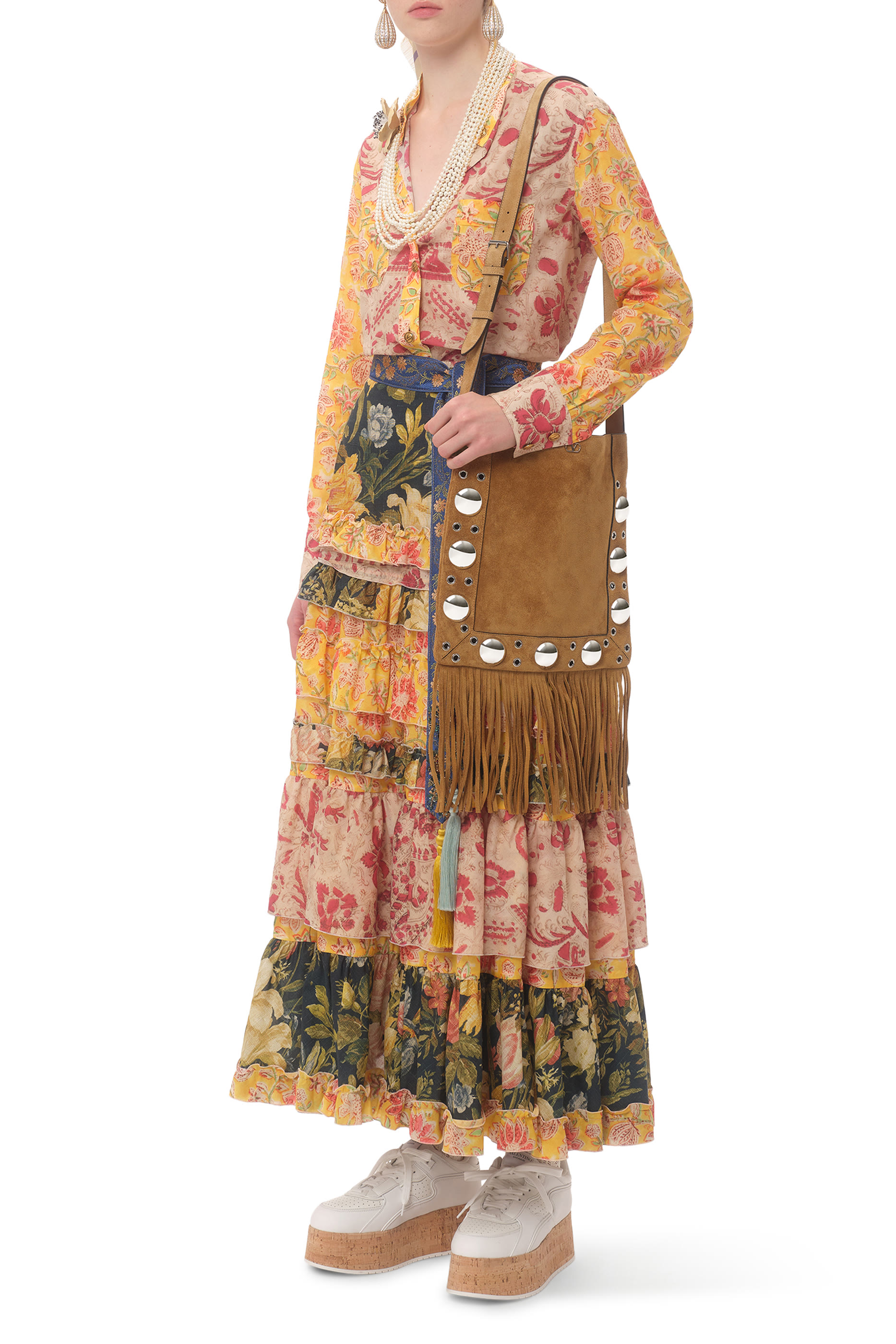 Nellcôte Suede Shoulder Bag with Fringes