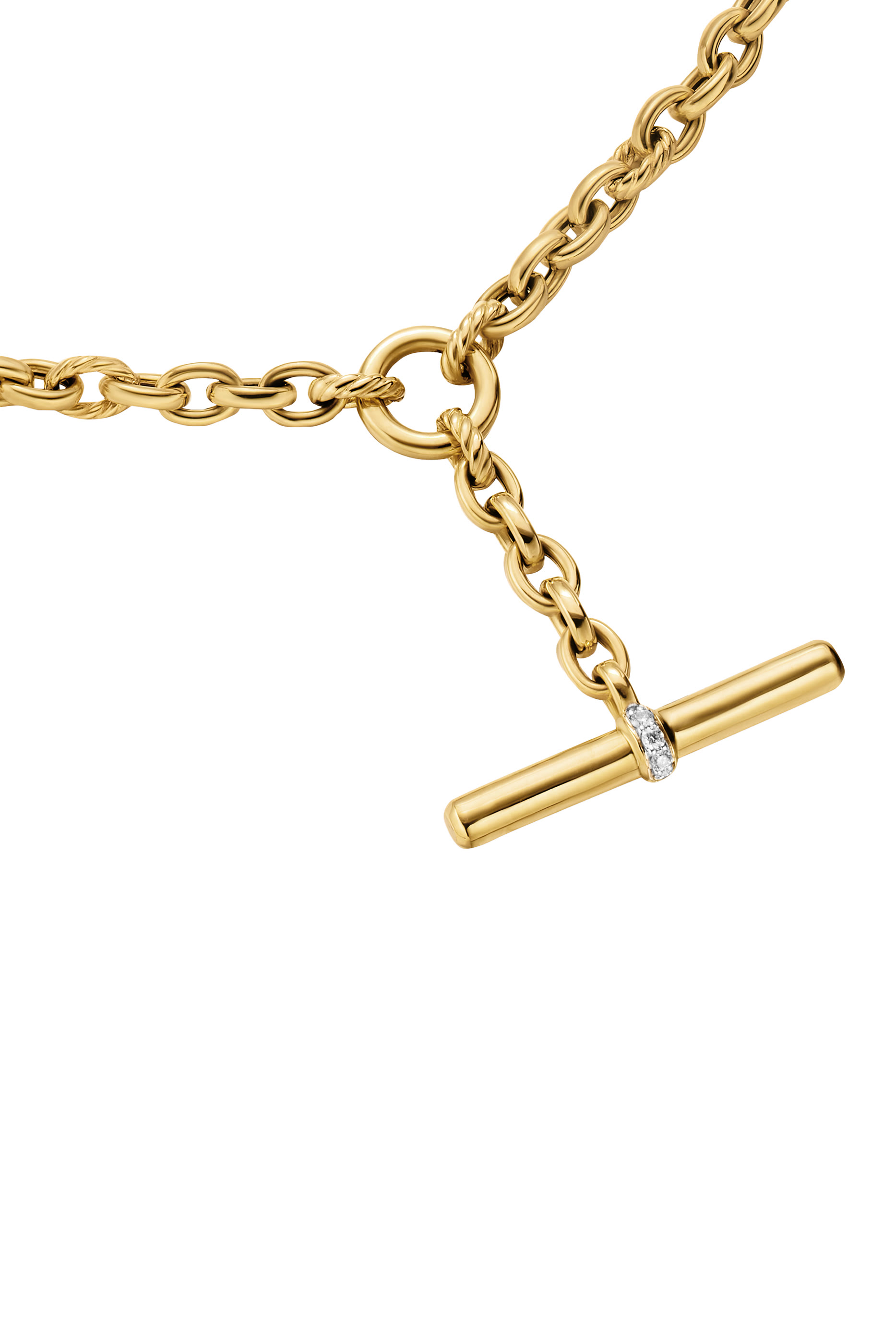 DY Mercer&reg; Petite Toggle Chain Necklace, 18k Yellow Gold & Diamonds