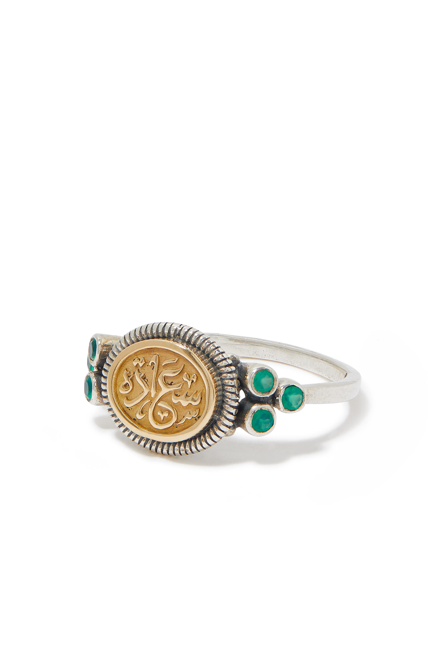 Happiness Ring, Sterling Silver & 18K Yellow Gold, Green Onyx