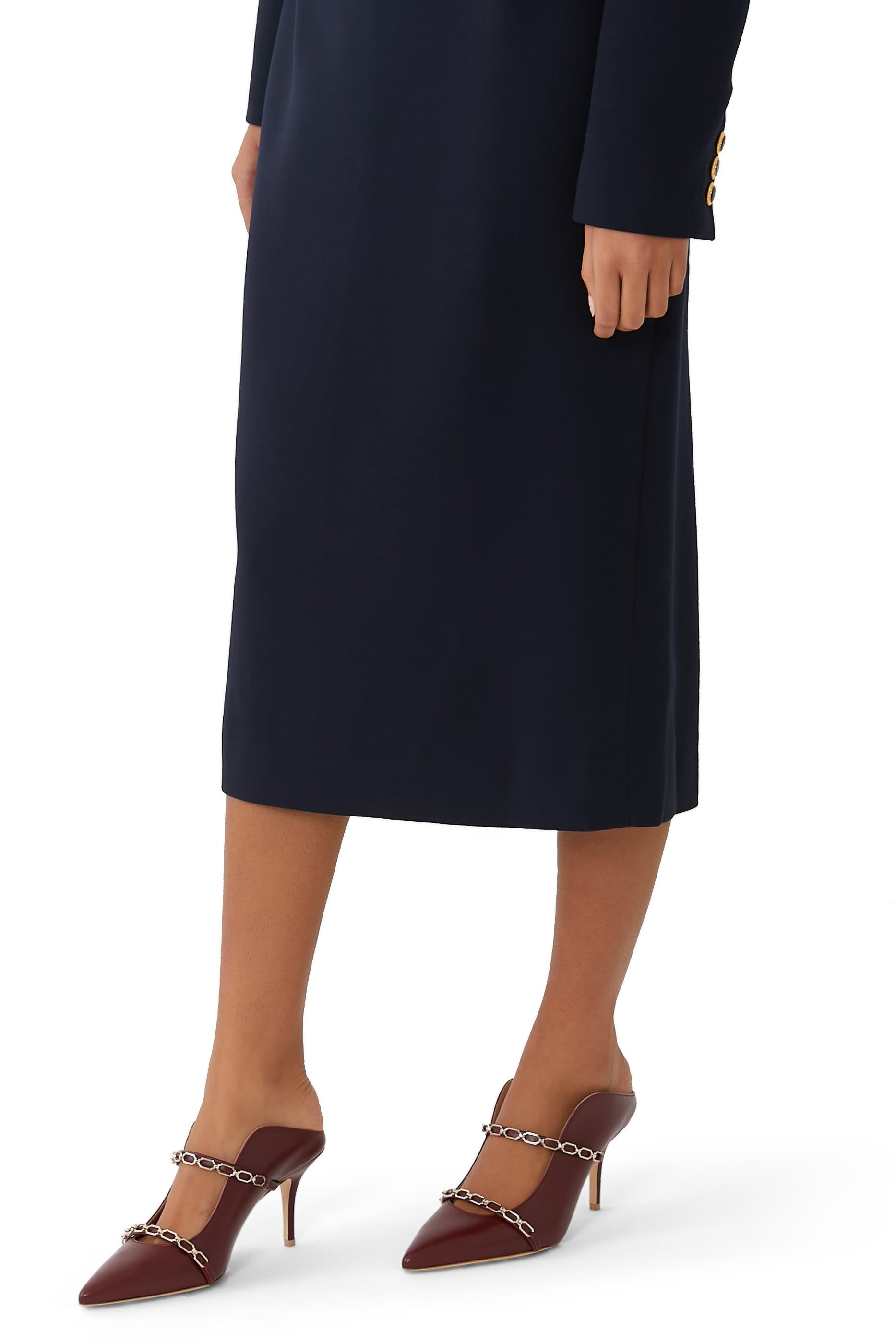 Maureen 70 Leather Chain Dual-Band Mule Pumps