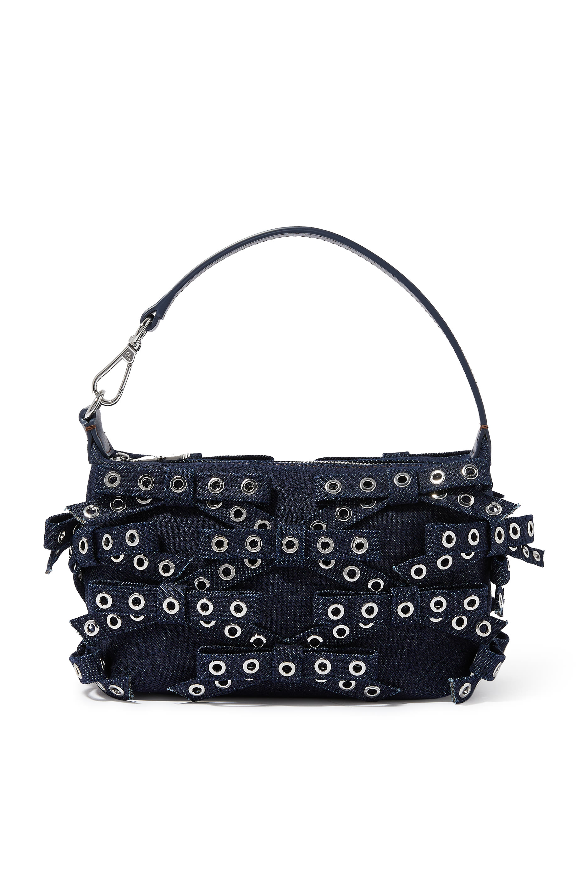 Denim Small Bow Eyelet Butterfly Pouch Bag