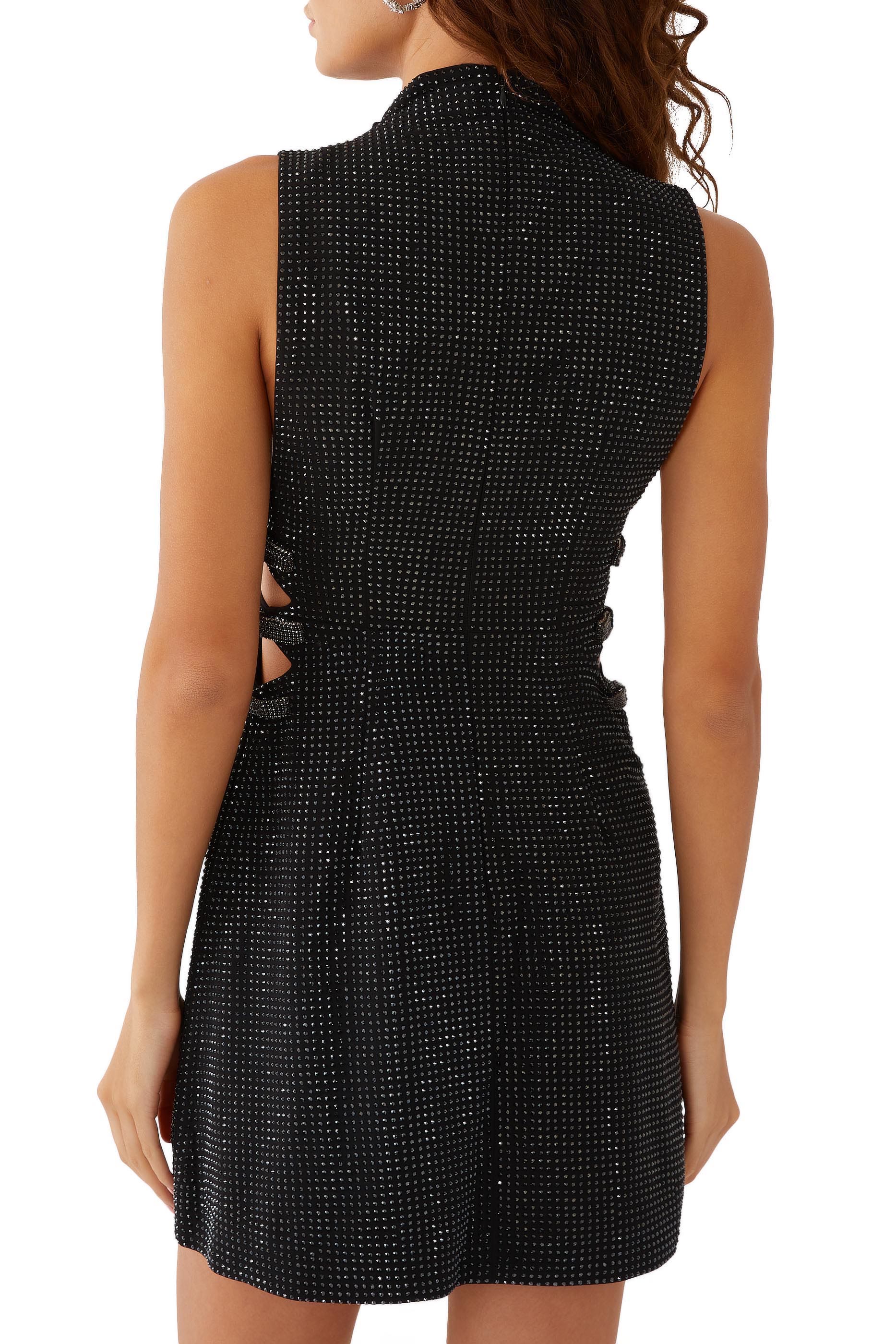 Rhinestone Crepe Mini Dress