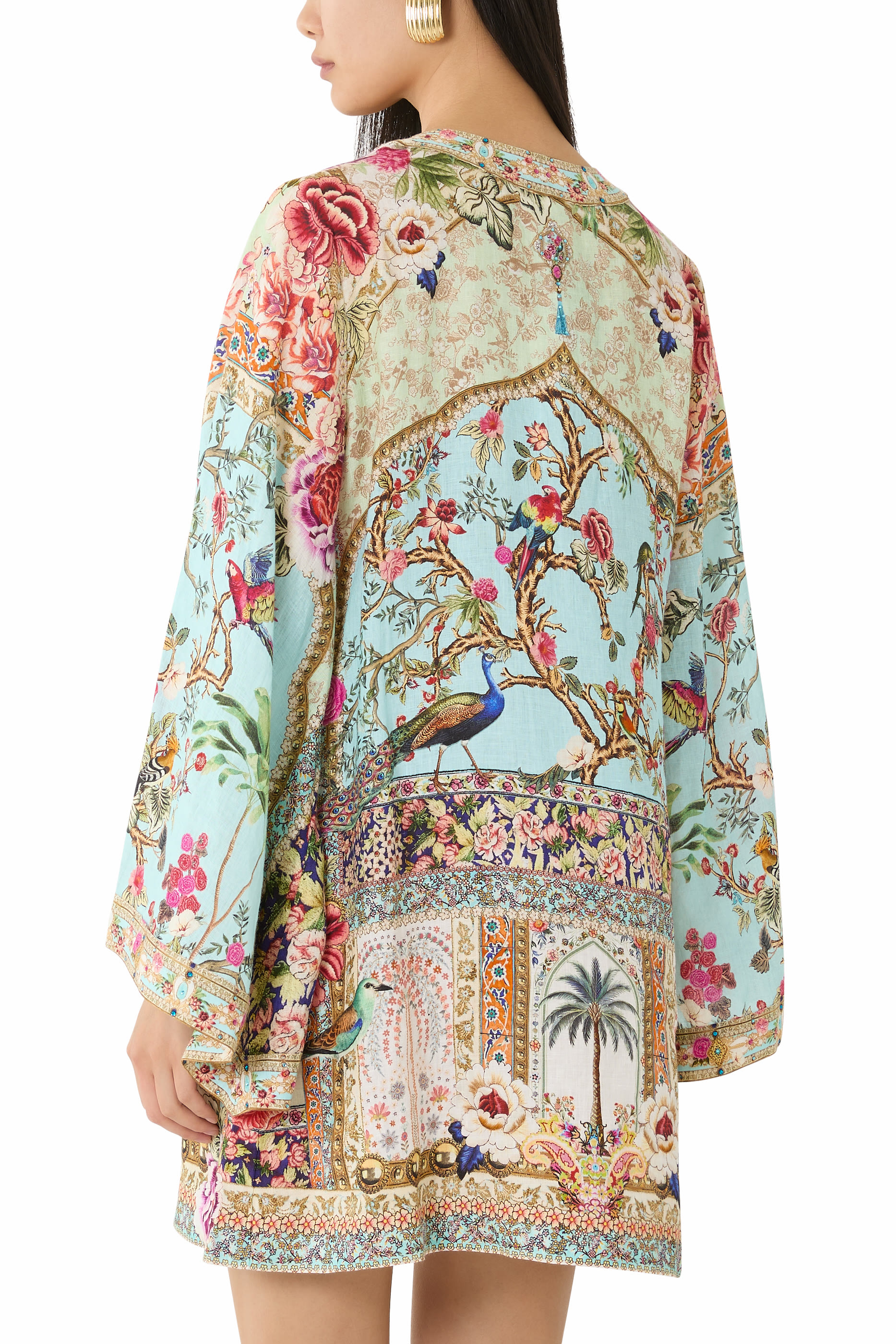 Deep V-Neck Hardware Short Kaftan