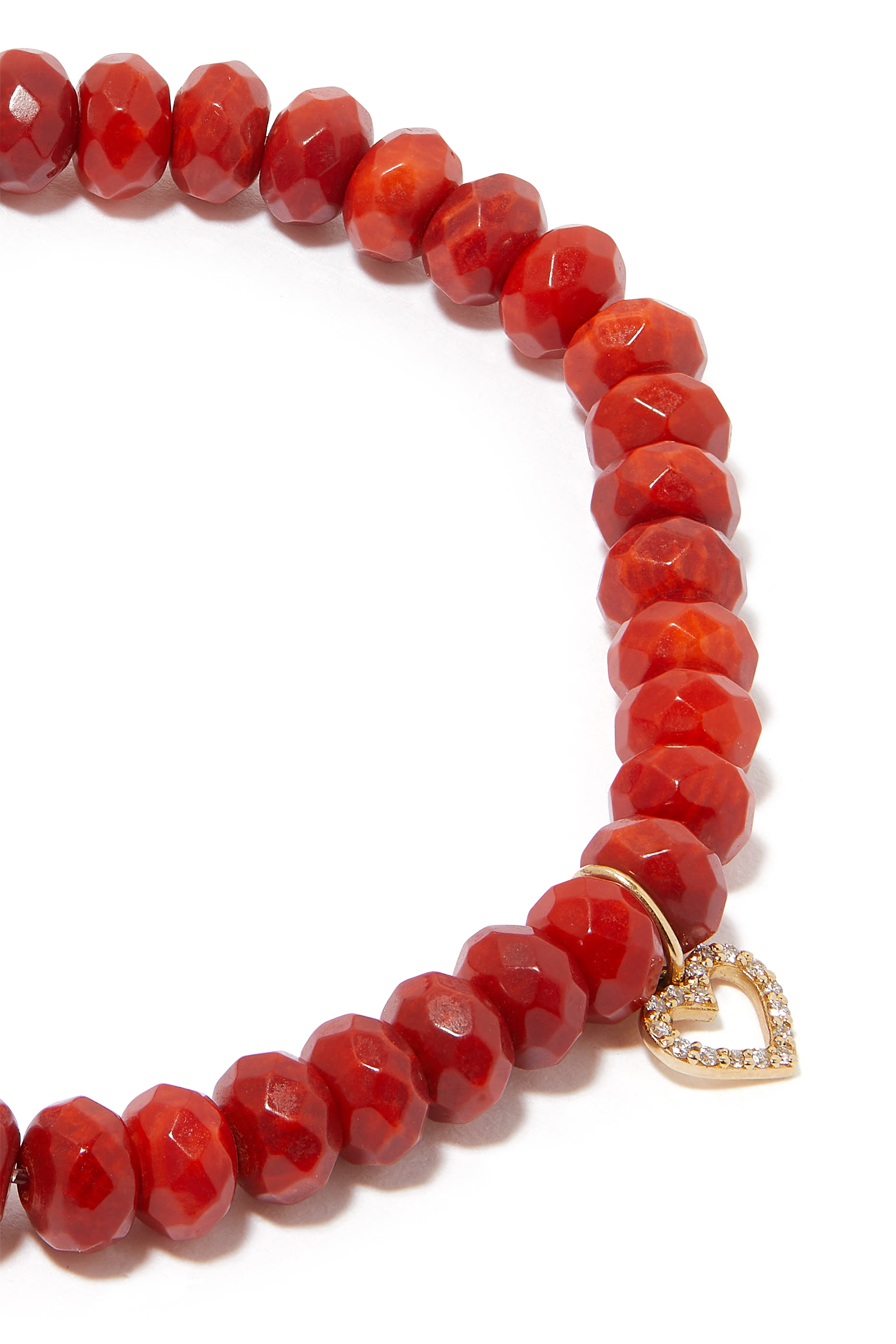 Open Heart Charm Beaded Bracelet, 14K Yellow Gold