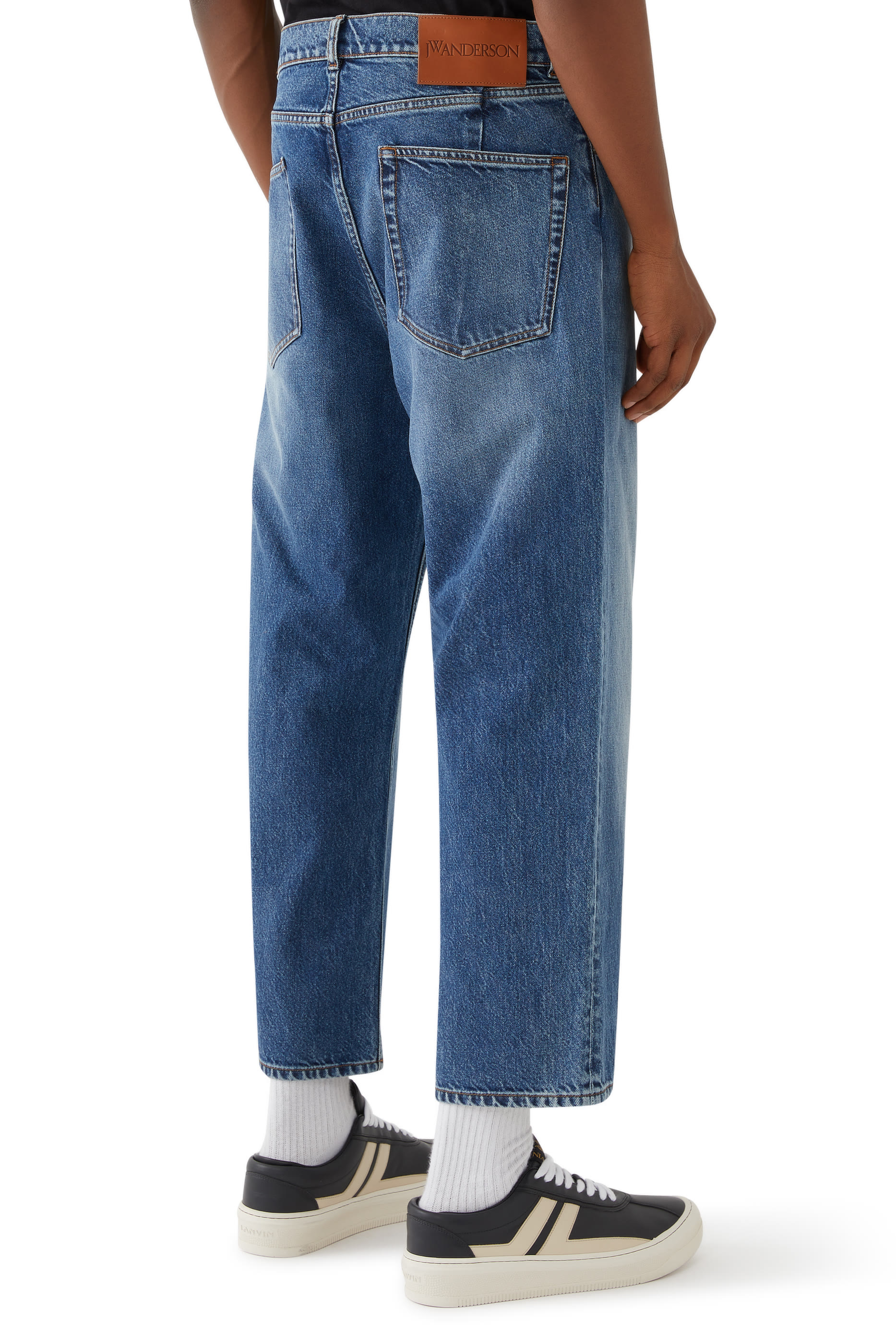 Cropped Straight-Leg Denim Jeans